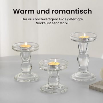 MAGICSHE Kerzenständer 3er Set Kerzenhalter Glas in Unterschiedlicher Größe für Esstisch Deko (Set)