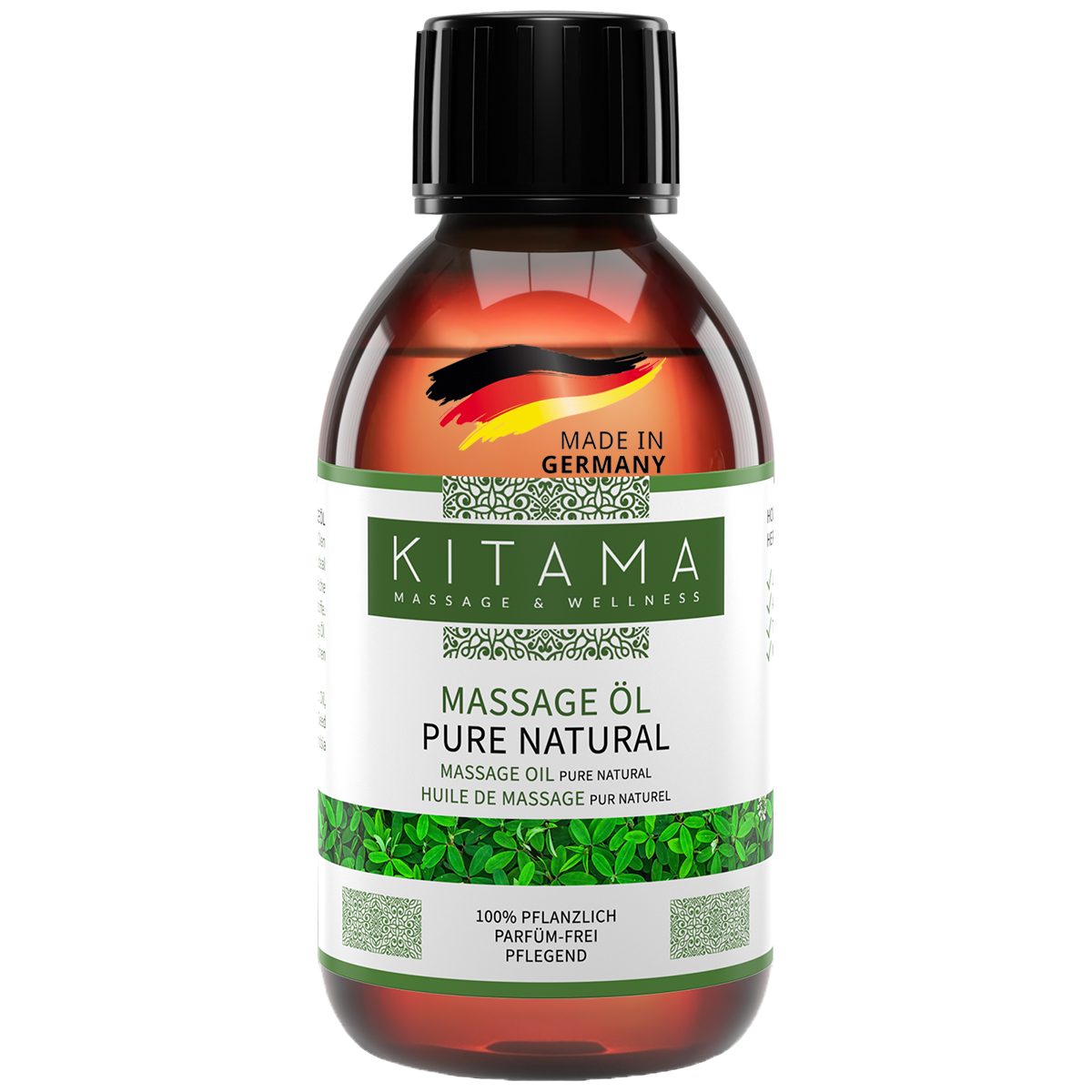 Kitama Massageöl Pure Natural - 100% natürlich & parfüm-frei, Pflege-Öl Körperöl vegan, Neutrales Massageöl