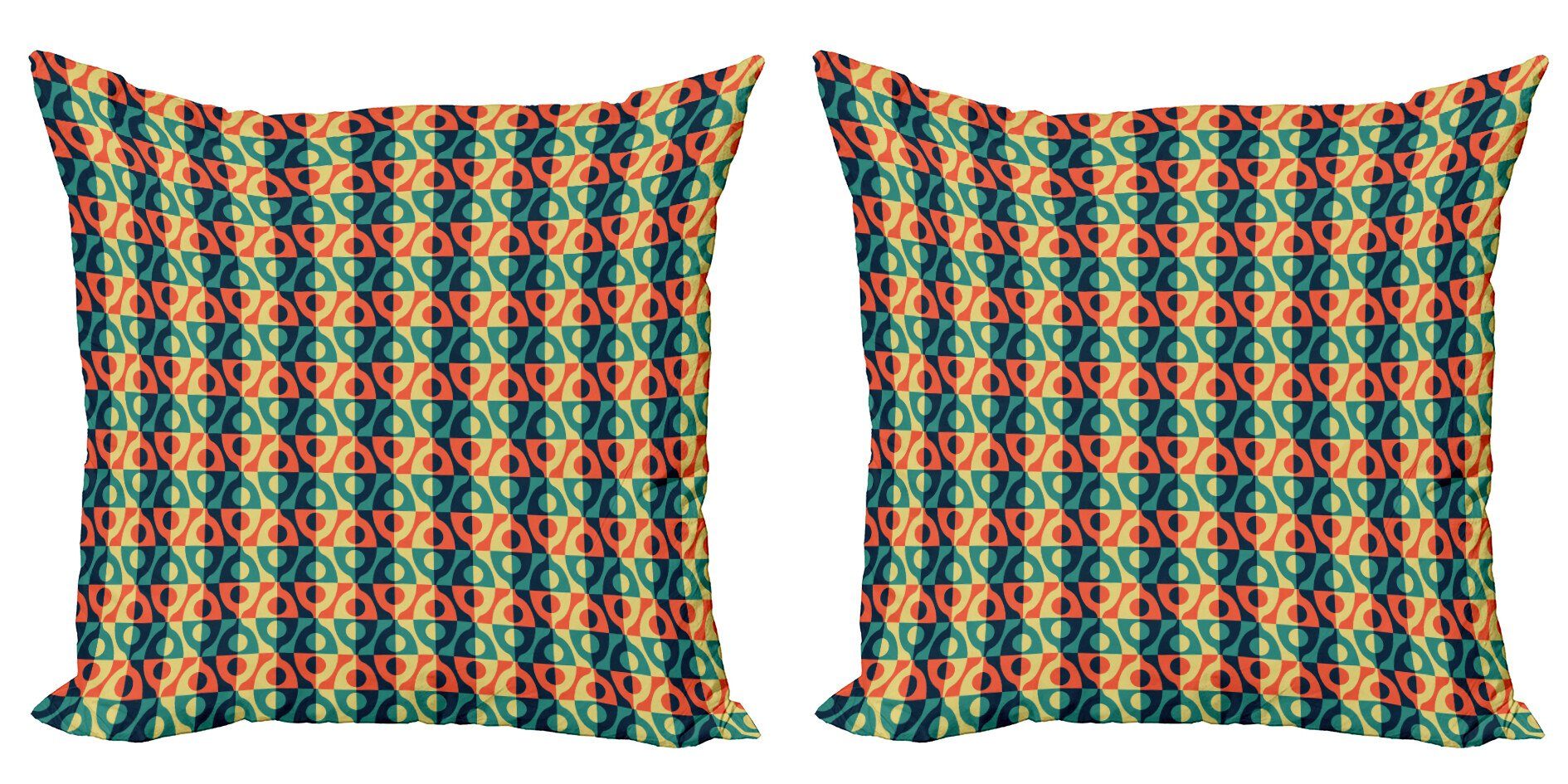 Kissenbezüge Modern Accent Doppelseitiger Digitaldruck, Abakuhaus (2 Stück), Geometrisch Rasterstil-Quadrat-Muster