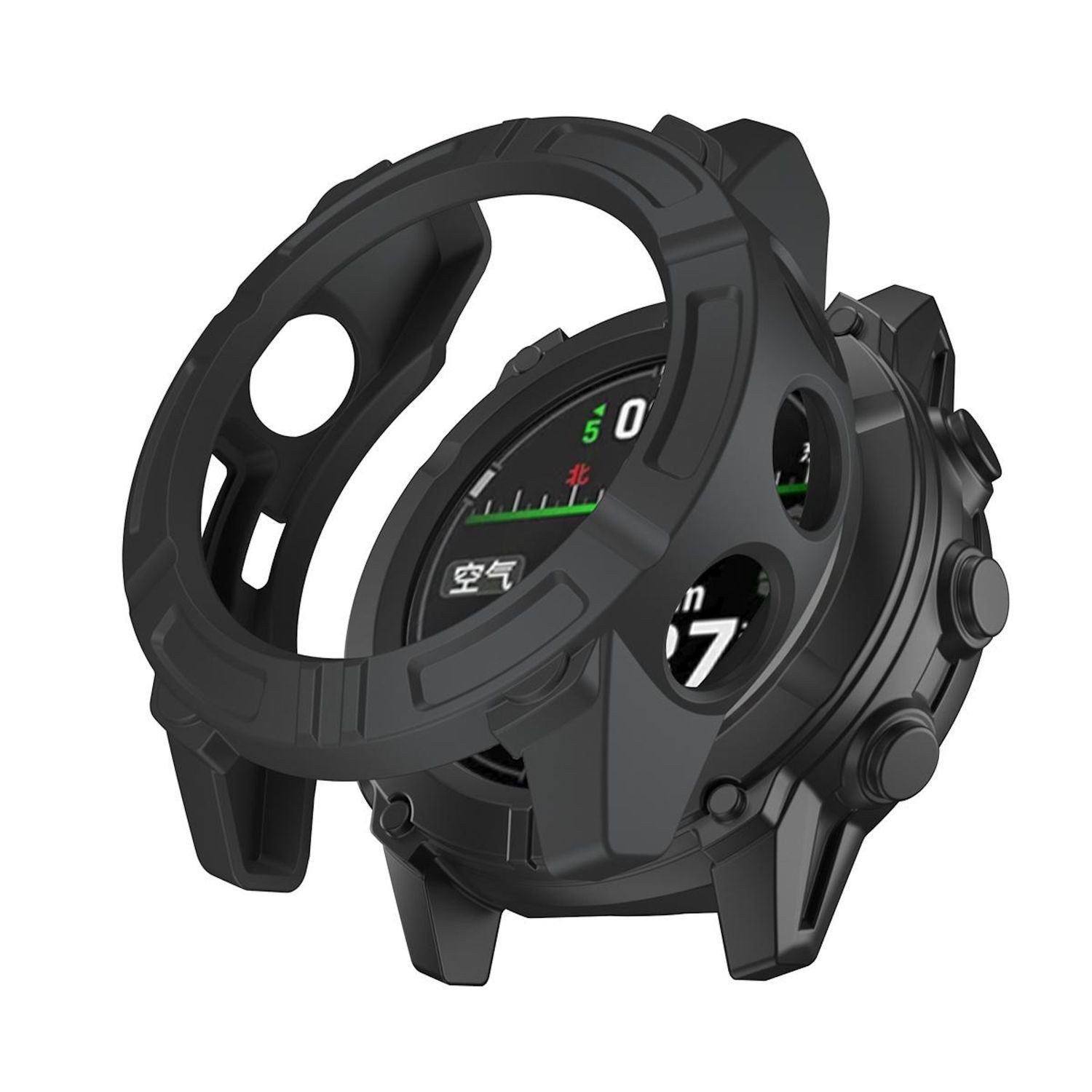 Wigento Smartwatch-Hülle Für Garmin Descent G2 Armor TPU Watch Schutz Gehäuse Hülle Schwarz, Halbseitiger TPU Schutz, leicht und langlebig