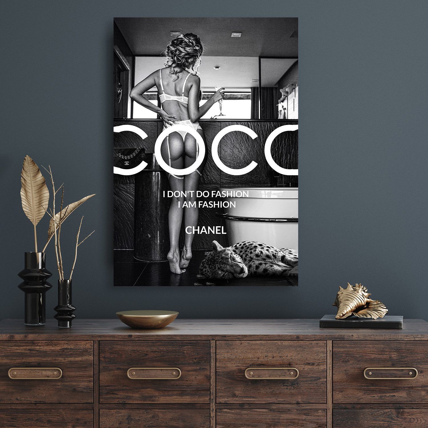 Affengeilebilder Leinwandbild Coco Fashion by Adrian Vieriu auf Keilrahmen gespannt, (1 St), Kunstdruck Wandbild Bild in verschiedenen Formaten