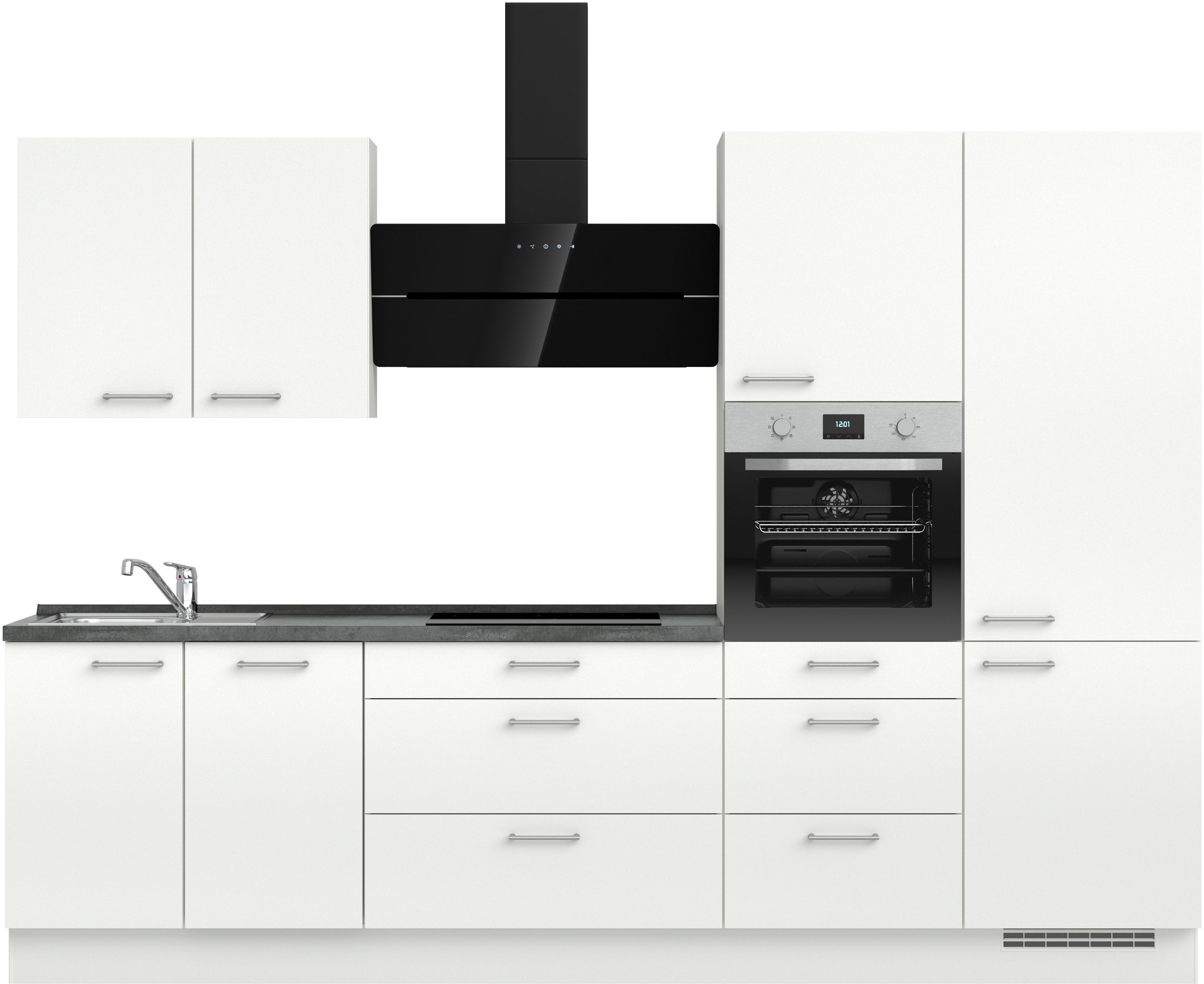 nobilia® Küchenzeile "Laser II", NEU: individuell anpassbar mit gratis Profi-Beratung, vormontiert, 300 cm breit, optional mit verschiedenen E‑Geräte-Sets