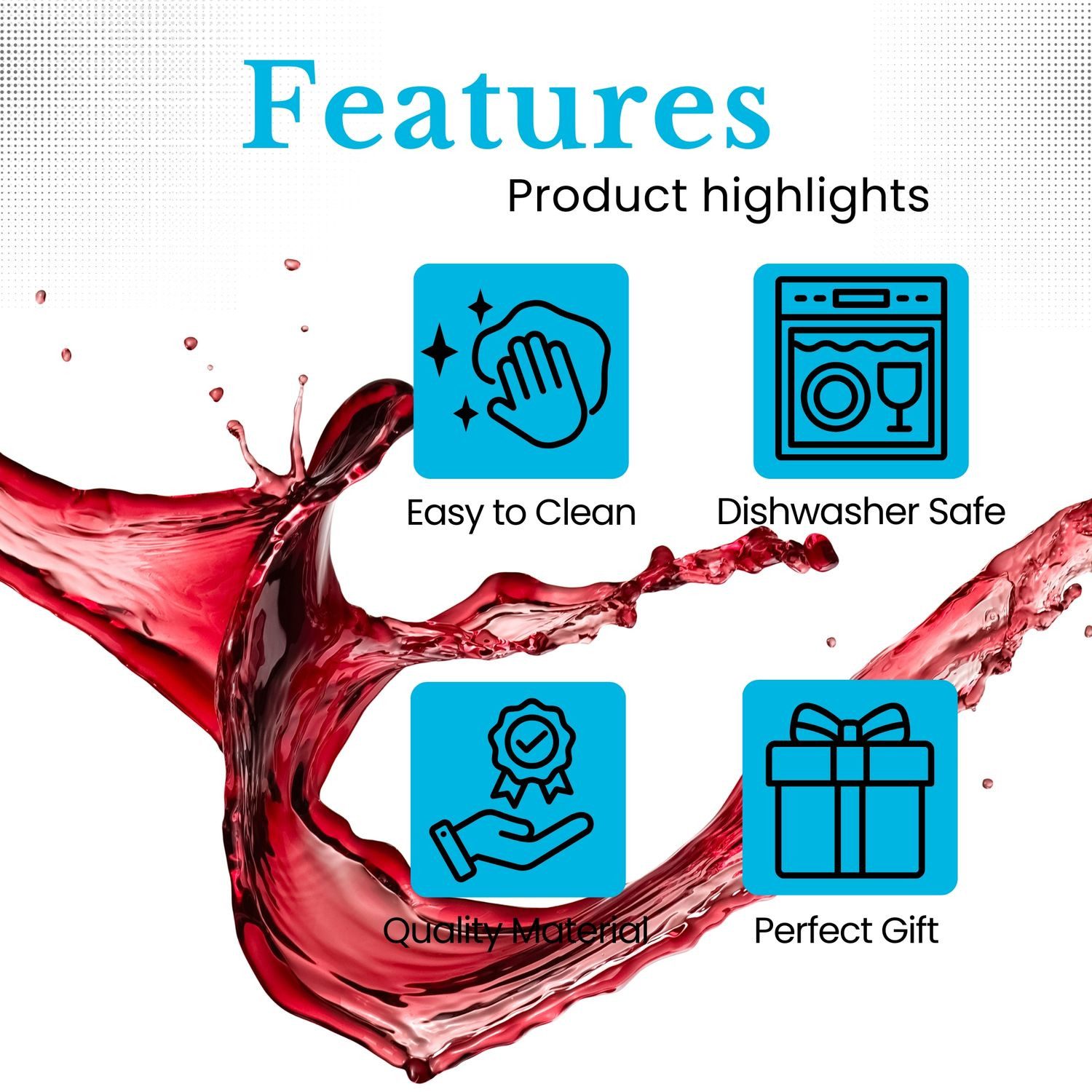 Intirilife Weinglas, 1-tlg., Glas, Wein Glas mit goldfarbenem Stiel 380 ml für Rotwein Weißwein stoßfest