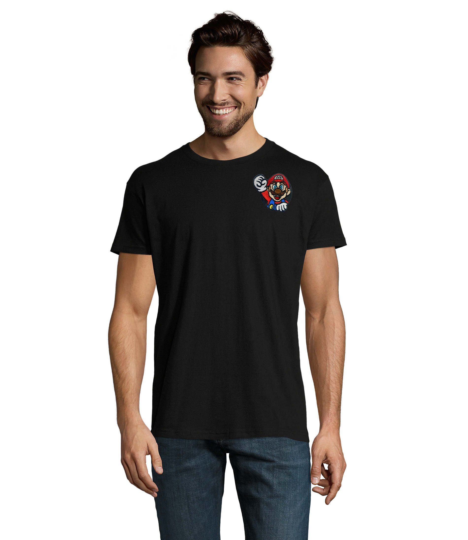 Blondie & Brownie T-Shirt Super Mario Patch Herren T-Shirt Mario Luigi Wario Yoshi Peach Mariofaust Jump and Run Patch Cotton Tee