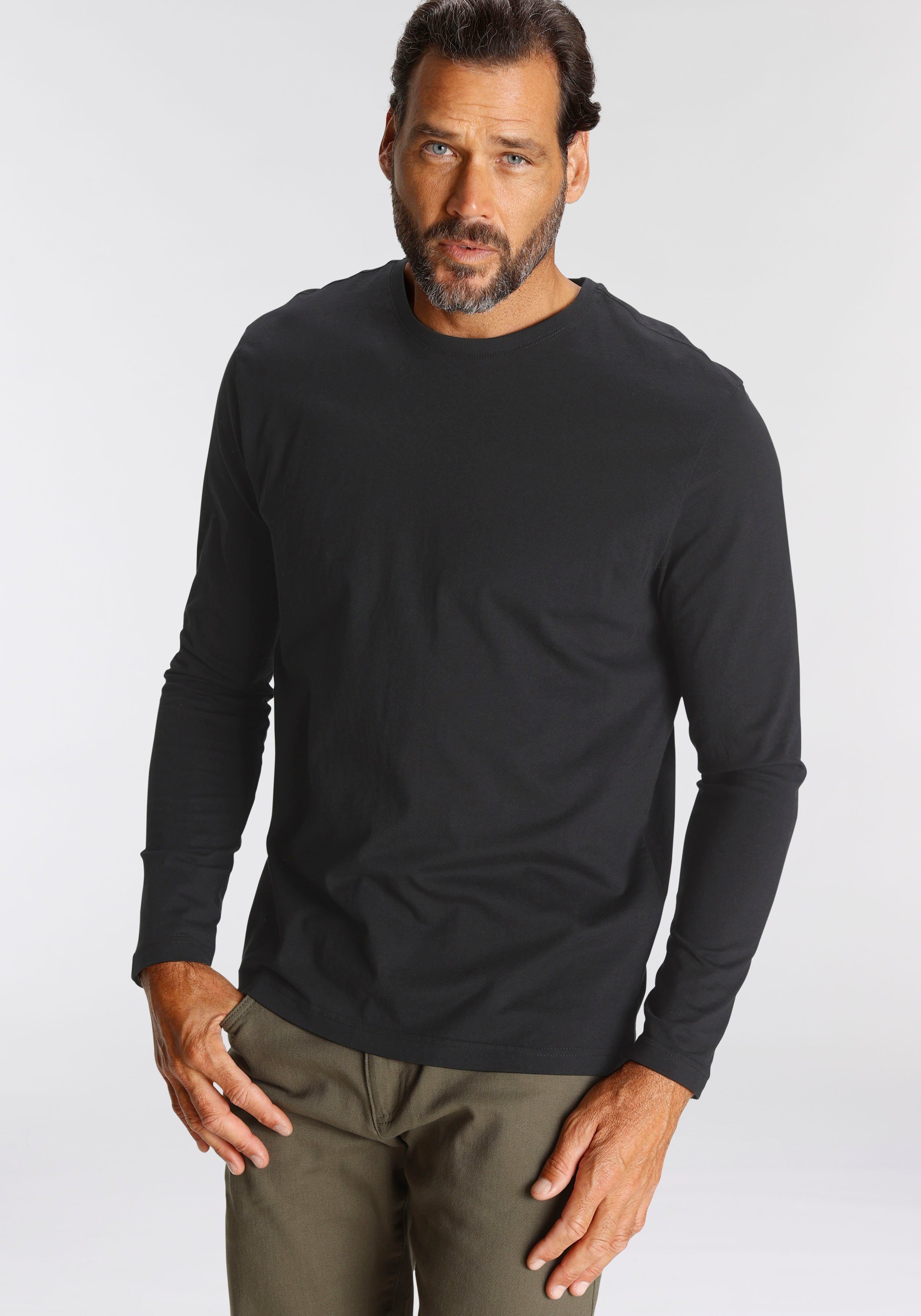 Man's World Langarmshirt neue Farbe ! (3er-Pack) Langarm, unifarben, aus Ba günstig online kaufen