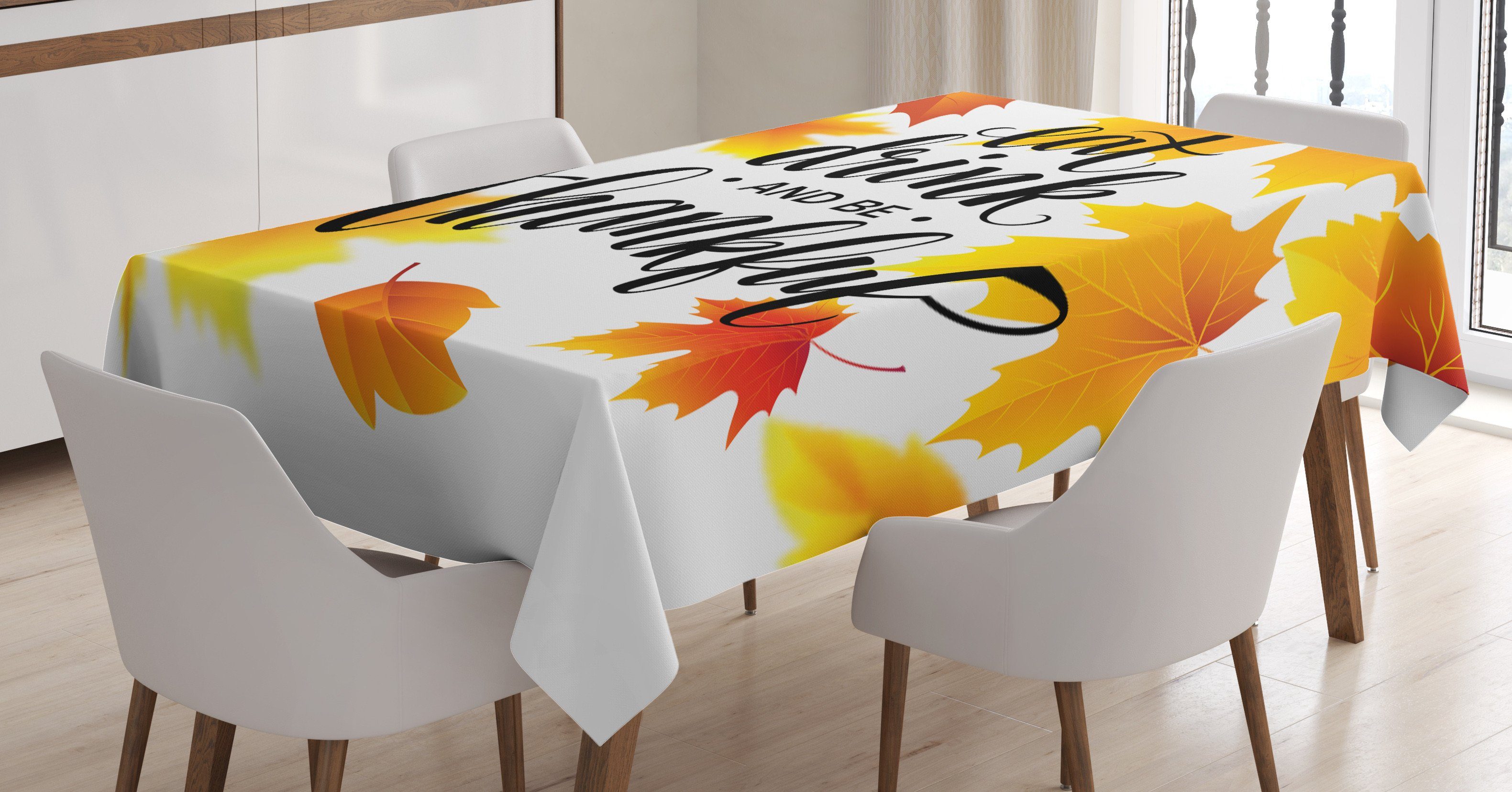 Abakuhaus Tischdecke Farbfest Waschbar Für den Außen Bereich geeignet Klare Farben, Zitat Herbst-Danksagungs-Text