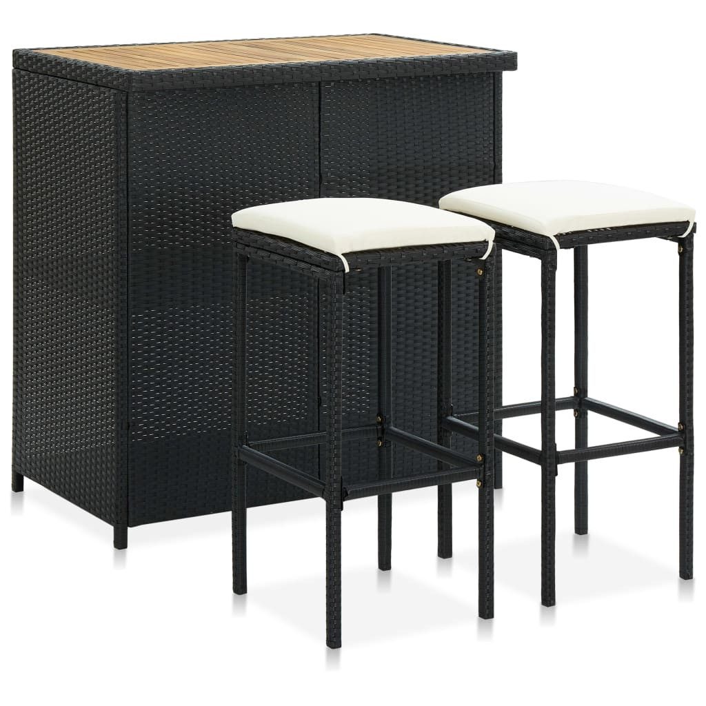 vidaXL Essgruppe 3-tlg. Bar-Set Poly Rattan günstig online kaufen