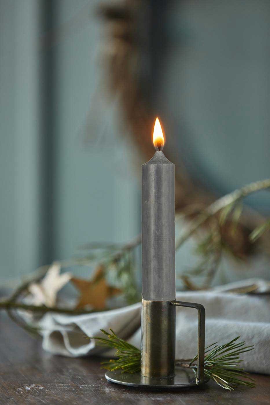 LS-LebenStil Tafelkerze Exklusive Stabkerzen Ribe Rustik 6´er Set Grau 11x2,2cm Made in Denmar (Spitzkerzen Tafelkerzen für die perfekte Tischdeko Hochzeit Taufe Advent Weihnachten Unparfümiert, 6-tlg), MADE IN EU