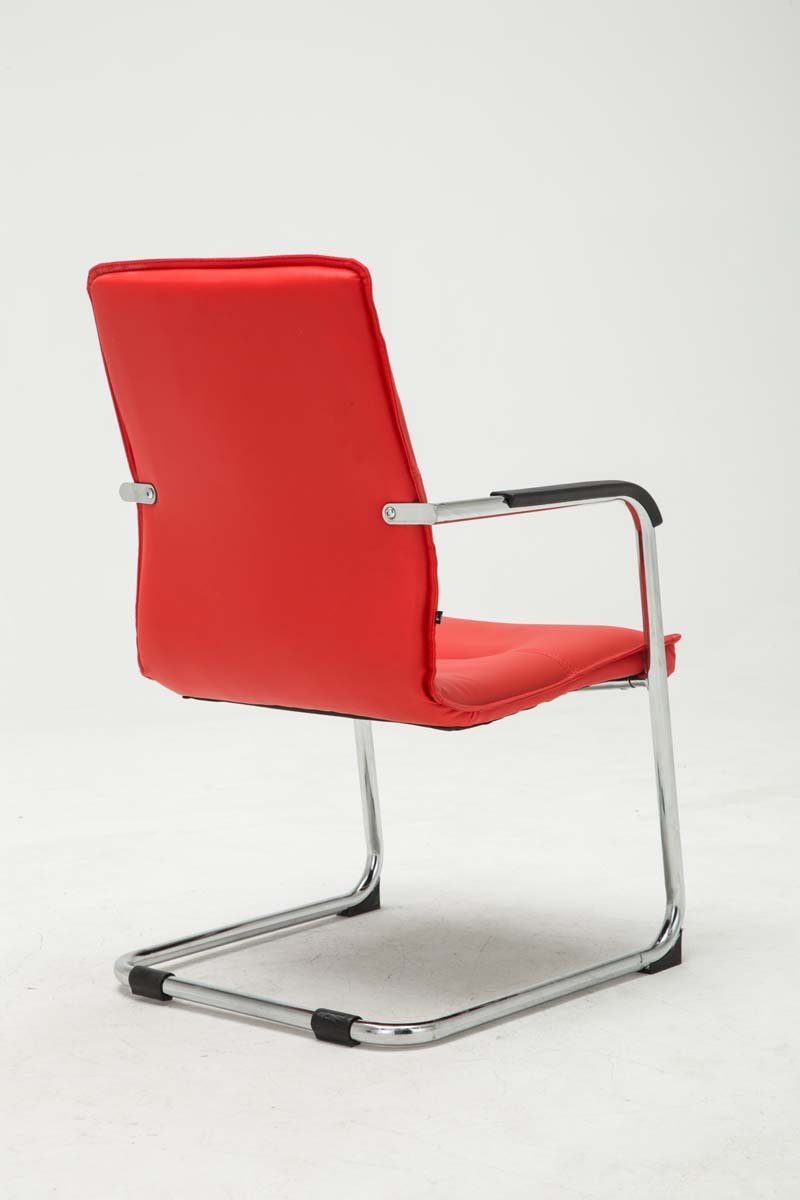 rot mit Sitzfläche: Wohnzimmerstuhl, Metall Gestell: Sean (Küchenstuhl Konferenzstuhl 2 St), chrom - gepolsterter - Kunstleder - Besucherstuhl TPFLiving Sitzfläche - Esszimmerstuhl hochwertig