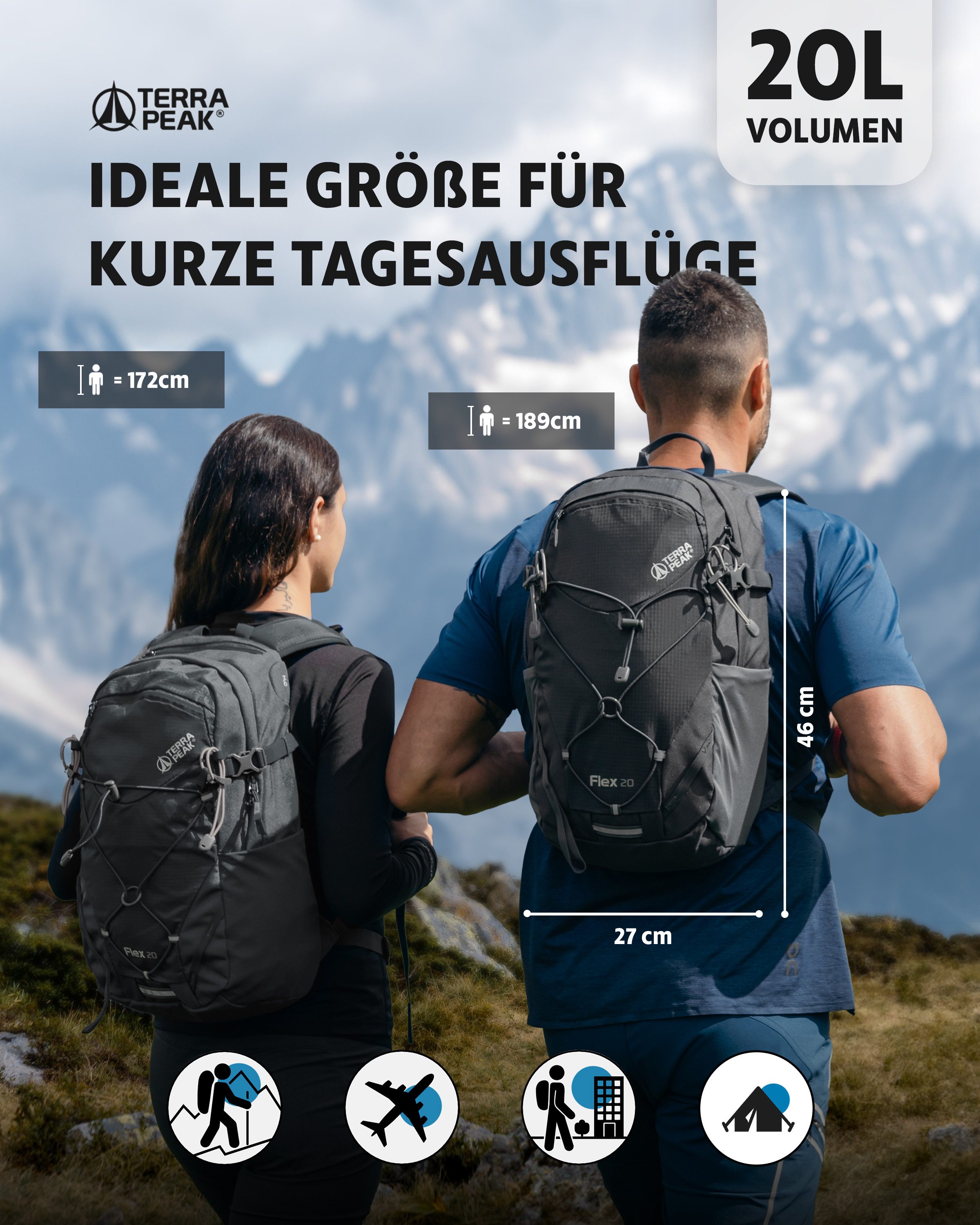 Terra Peak Wanderrucksack Flex 20, 20L klein mit YKK Reißverschluss Trekkin günstig online kaufen