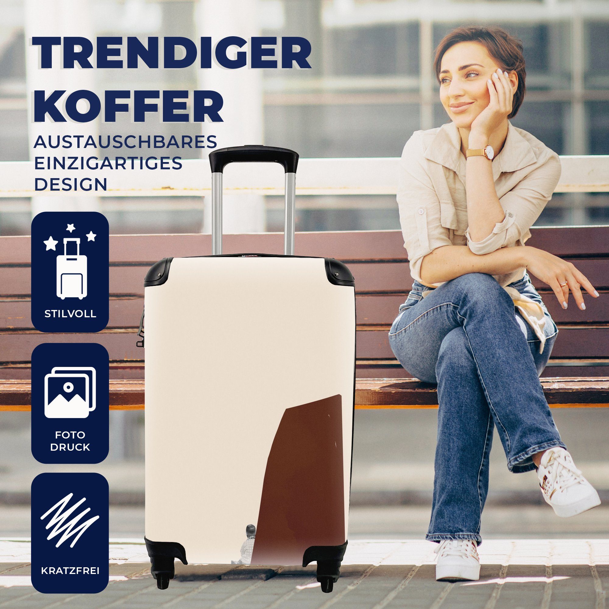 Handgepäckkoffer Reisekoffer MuchoWow für Pastell Trolley, - Rollen, Junge, mit Reisetasche Handgepäck Vintage - rollen, Ferien, 4