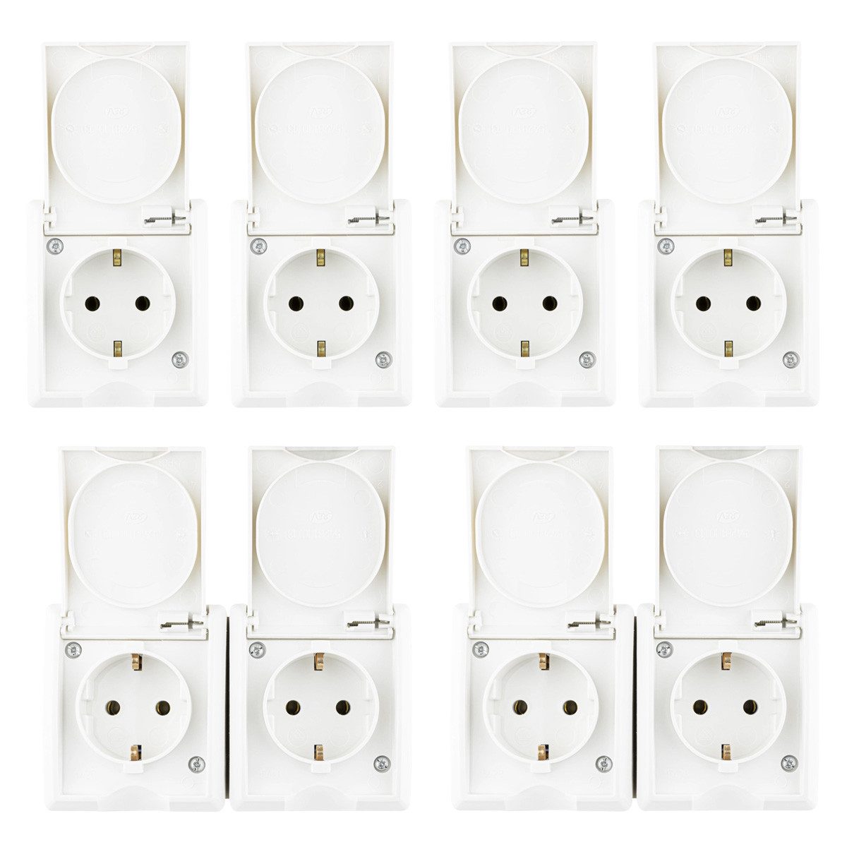 REV Ritter GmbH Aufputz-Steckdose Feuchtraum Steckdosen Set Doppelsteckdose REV AquaForm Weiß IP44, 6-St.