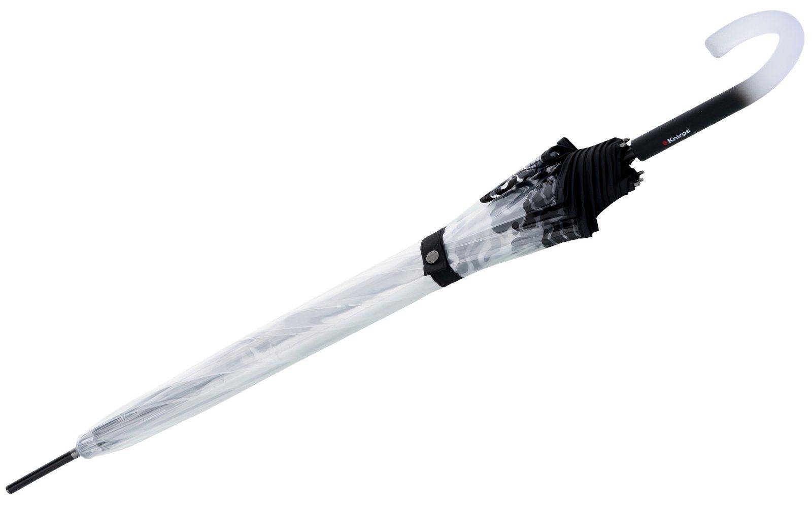 Knirps® Stockregenschirm transparenter Glockenschirm mit Blätter-Aufdruck, durchsichtig-schwarz für Damen - Jungle