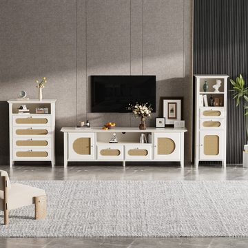 EXTSUD TV-Schrank Wohnzimmer-Möbelkombination,Beine aus massivem Holz und lackiert