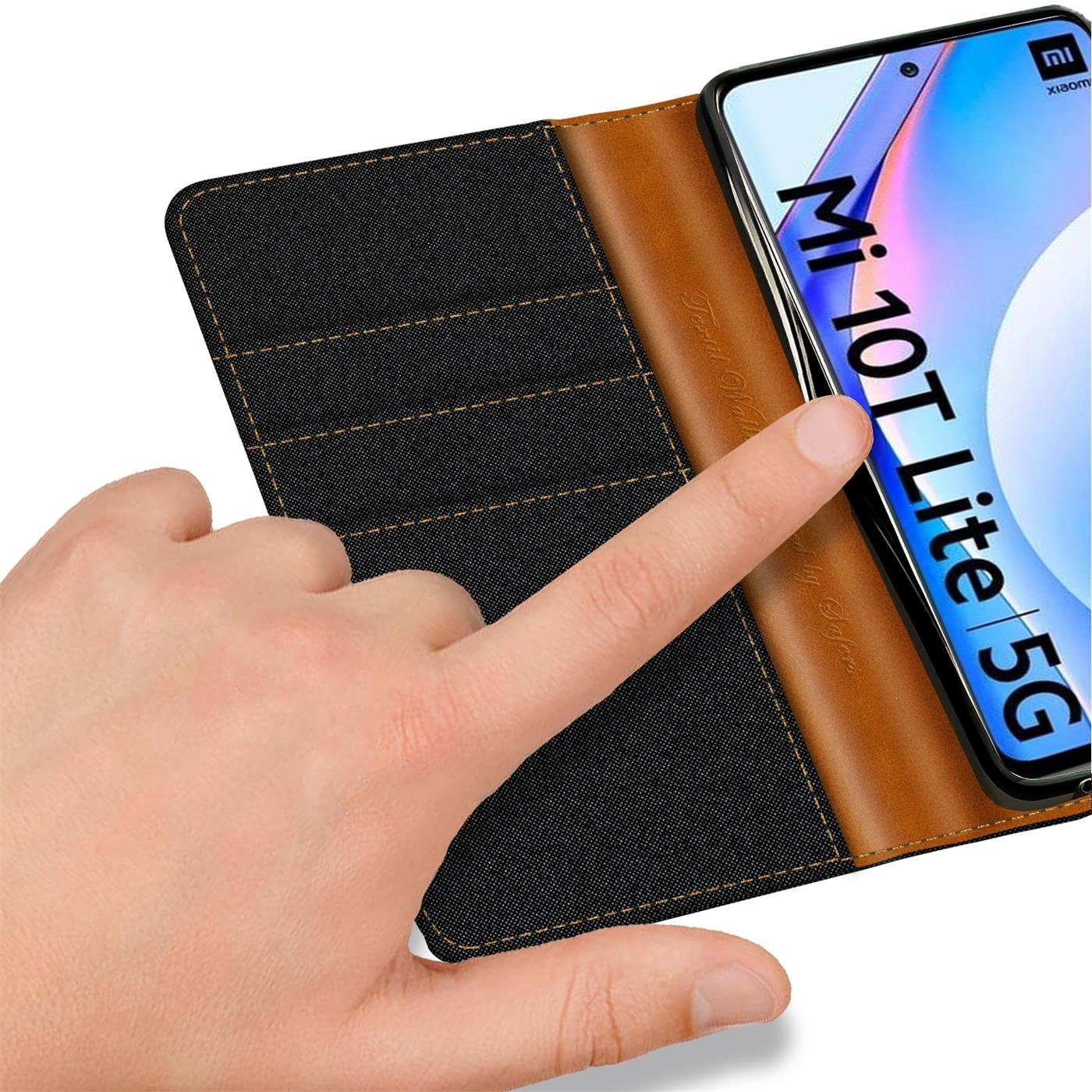 CoolGadget Handyhülle Denim Schutzhülle Flip Case für Xiaomi Mi 10T Lite 6,67 Zoll, Book Cover Handy Tasche Hülle für Xiaomi Mi 10T Lite Klapphülle