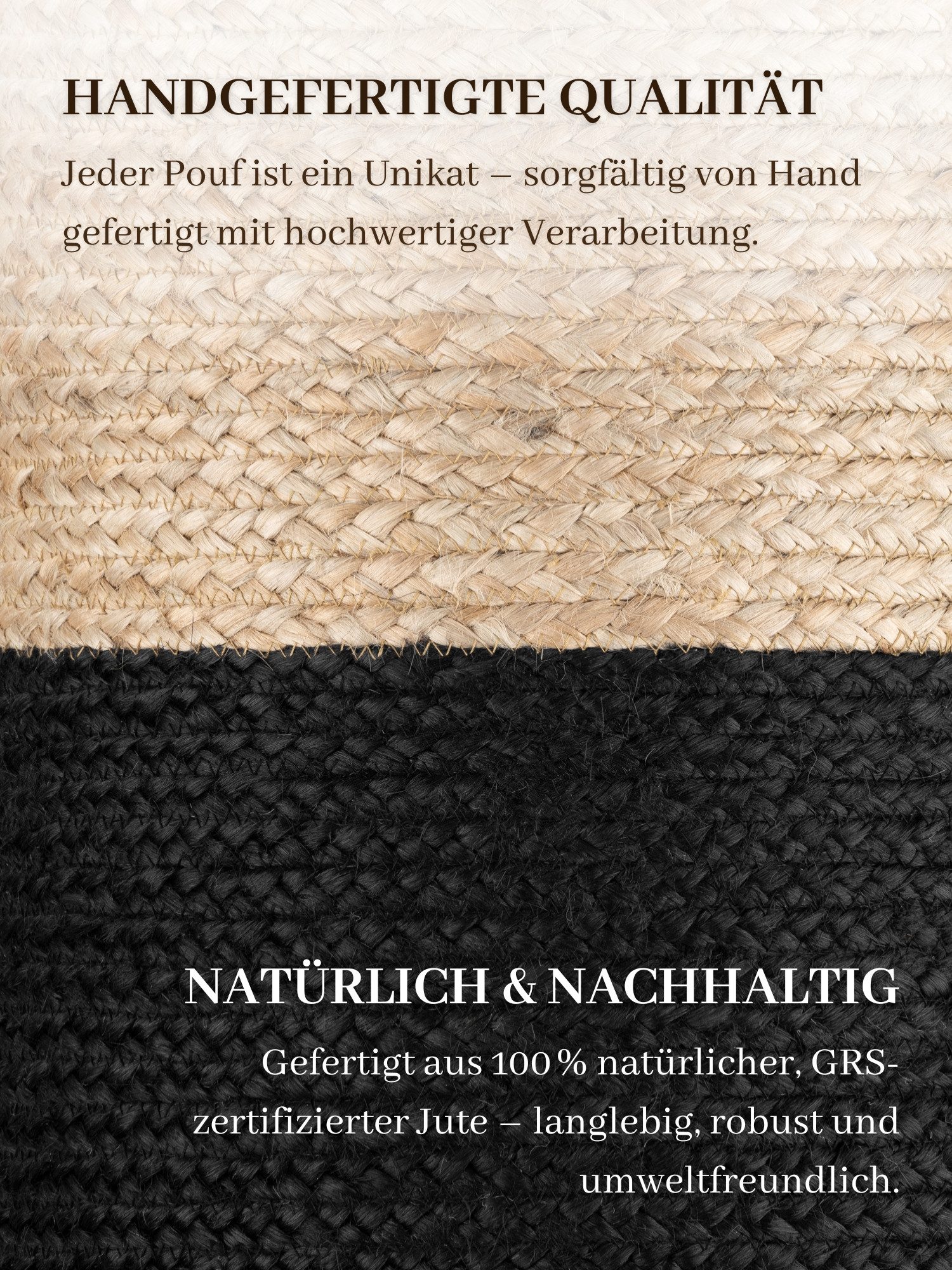 HANSE Home Pouf Looma, Jute (1-St), Jute, Natur, Wohnzimmer, Esszimmer, Schlafzimmer, Flur, Modern, Boho