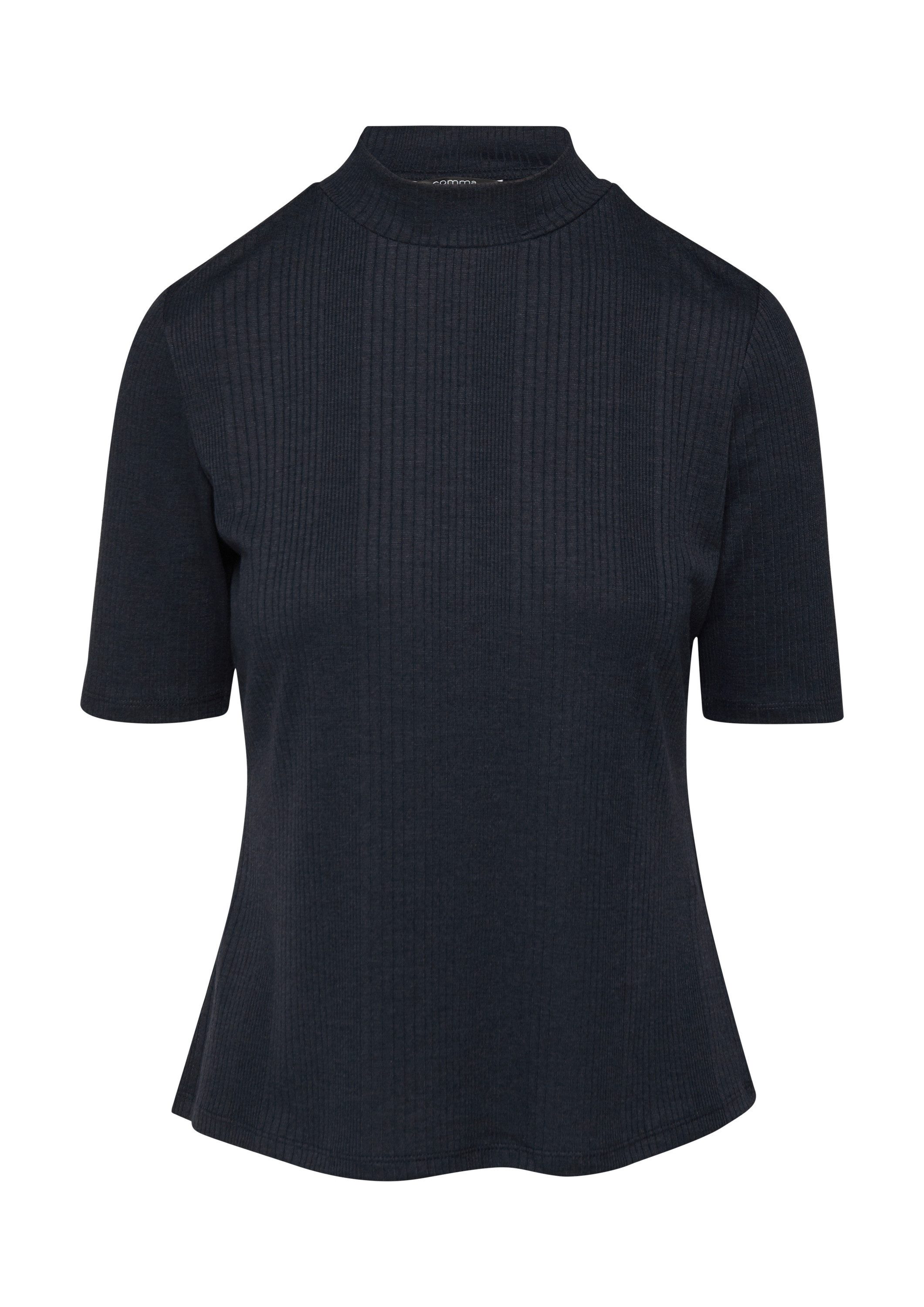 comma Kurzarmshirt T-Shirt Geripptes Jersey-Shirt mit Stehkragen günstig online kaufen