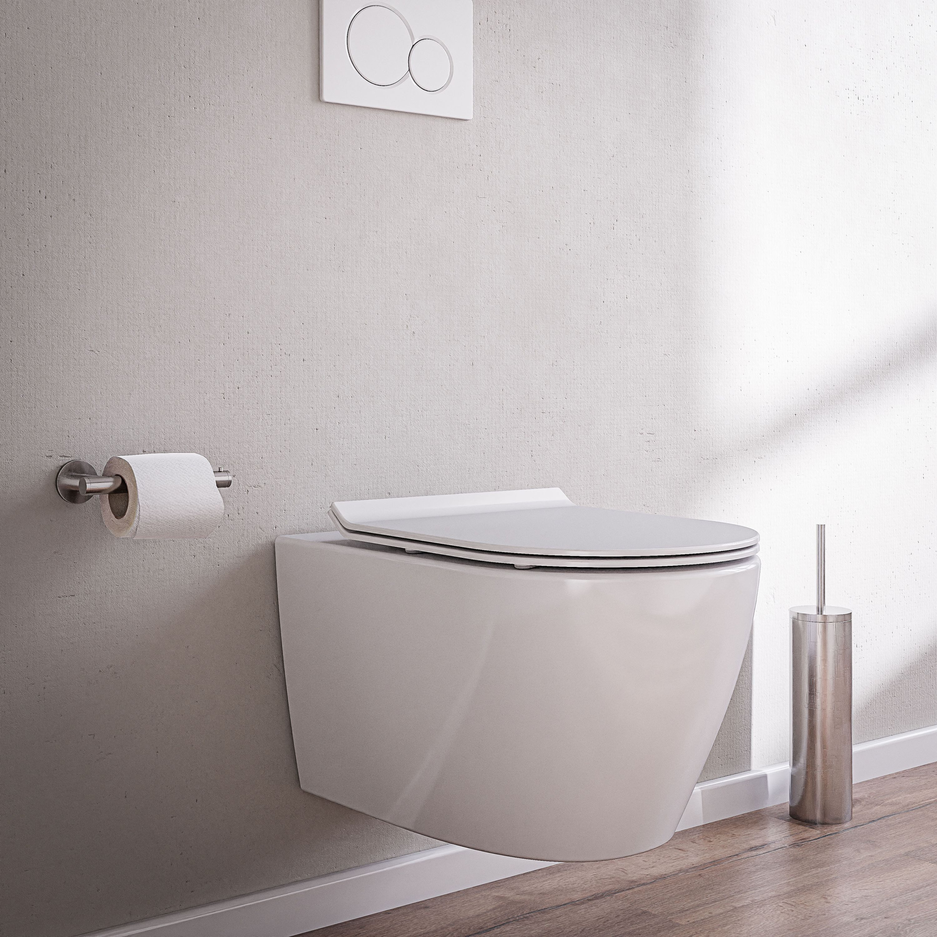 Bernstein Tiefspül-WC B-8030R, Wandhängend, Wand-WC Spülrandlos Nano abgeflachte Unterseite Superflach Sitz