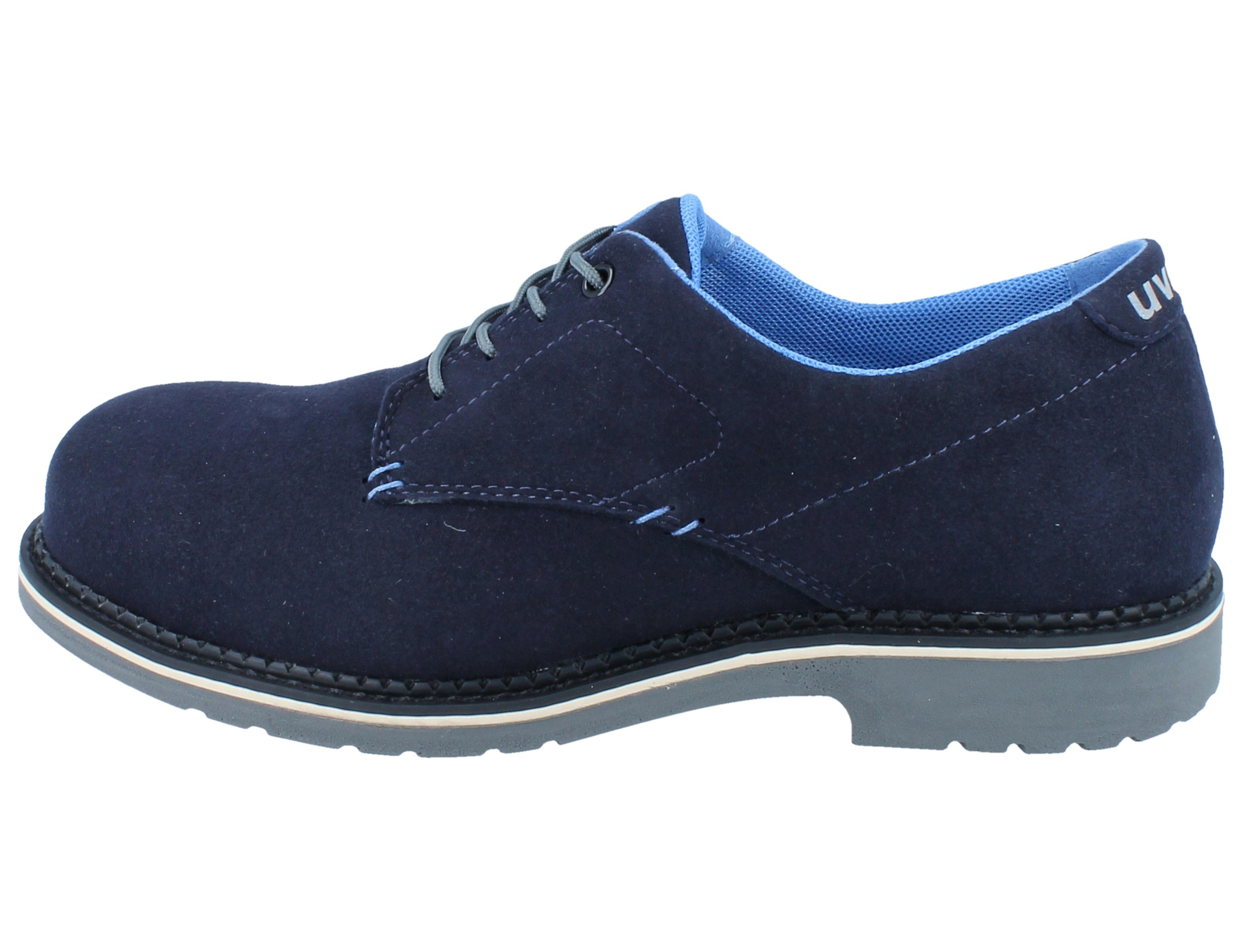 Uvex UVEX 1 business Herren Schnürhalbschuh S3 Velour blau - Größe: 39 Sicherheitsschuh Wechselfußbett