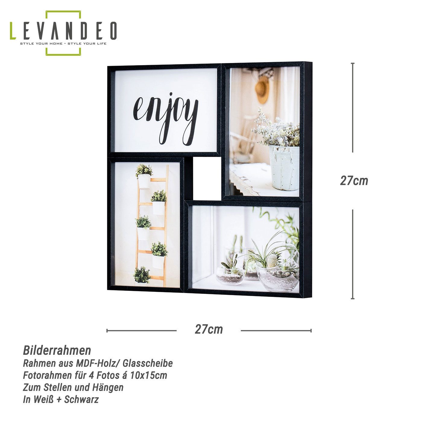 Levandeo® Bilderrahmen Collage, Bilderrahmen Schwarz Holz günstig online kaufen