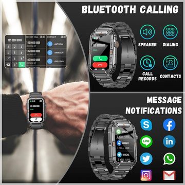 Niolina Smartwatch (1,57 Zoll), für Herren mit Schrittzähler Kalorien Blutdruckmessgerät 107 Sportmodi