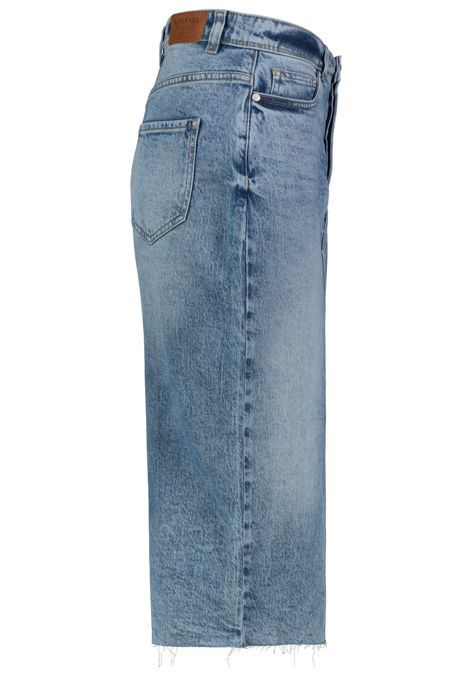 SUBLEVEL Jeansrock Damen Jeans rock Rock MAXI Lange Rock Denim Stretch Vintage Used-Look