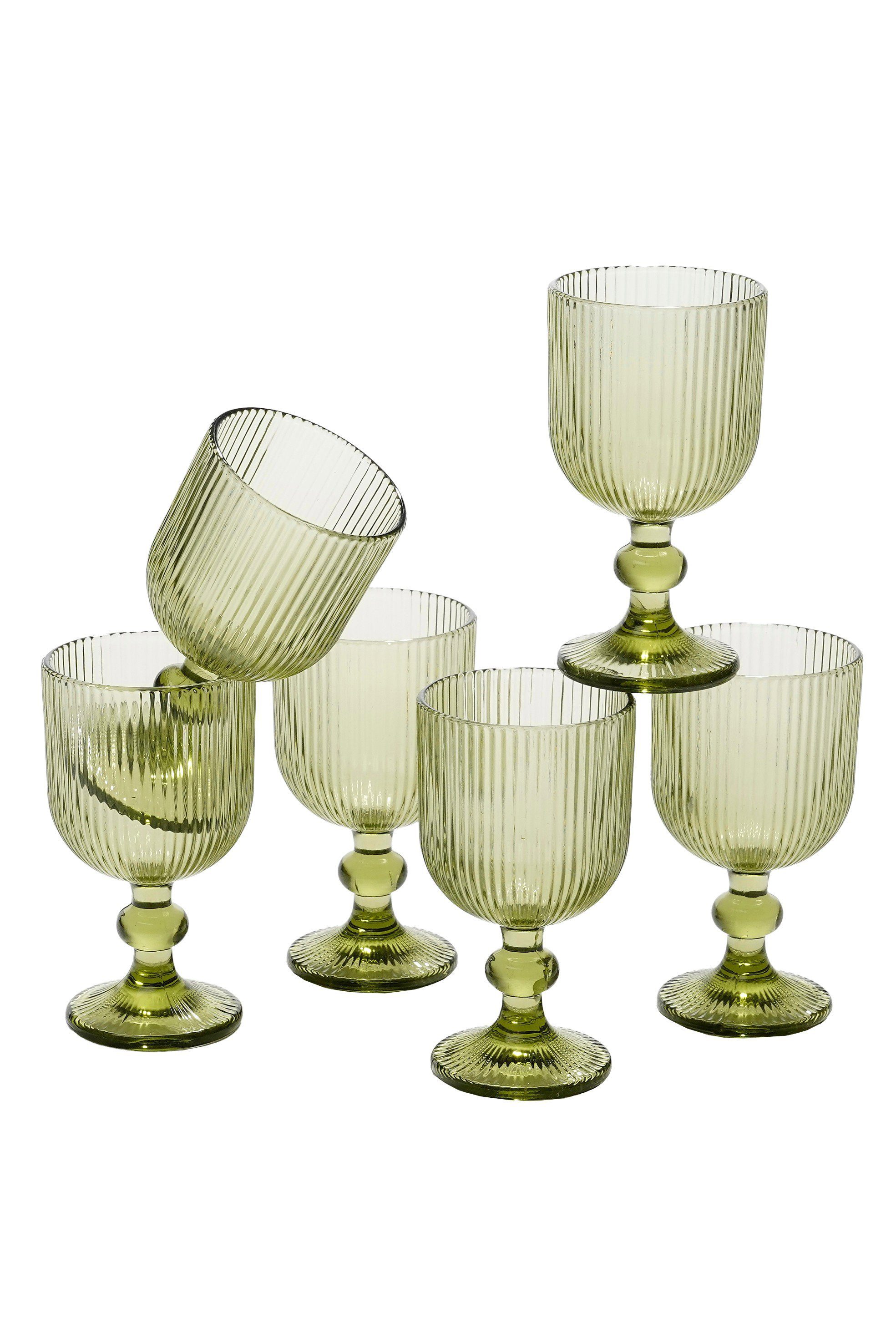 Mica Decorations Weinglas Merlot Wine Glass - Set of 6 - 250 ml - Glass - Light Green, Glas