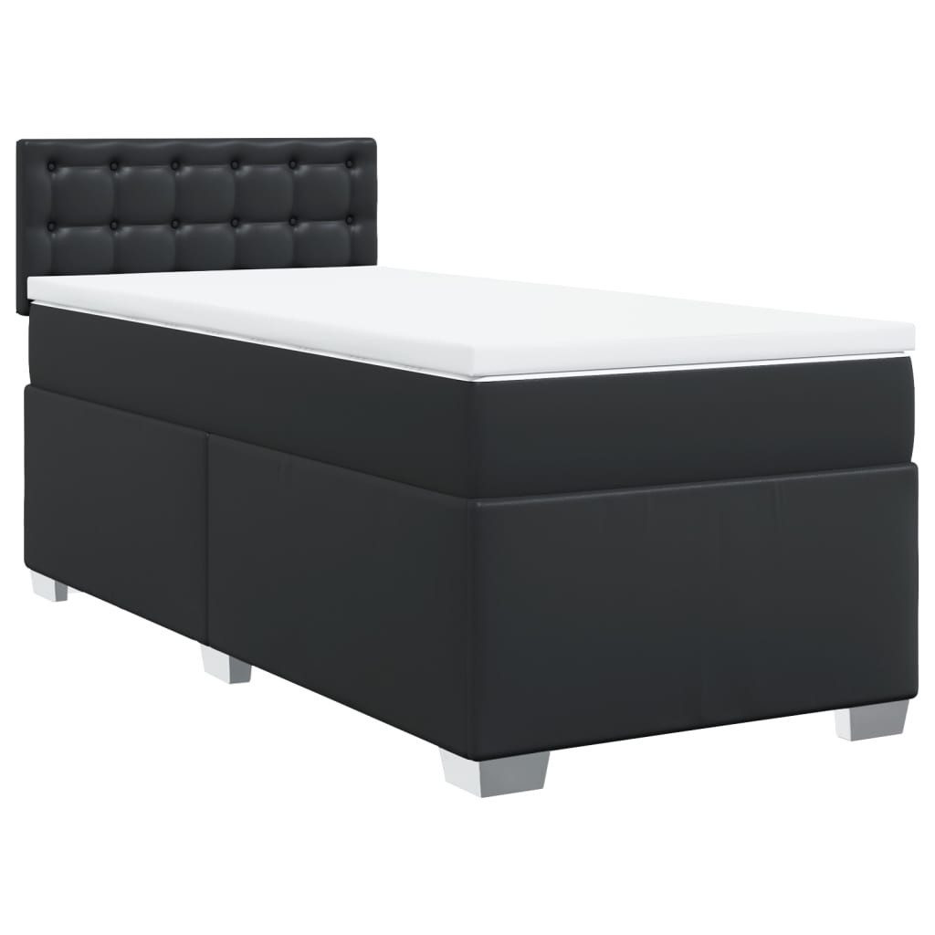 vidaXL Bett Boxspringbett mit Matratze Schwarz 90x200 cm Kunstleder