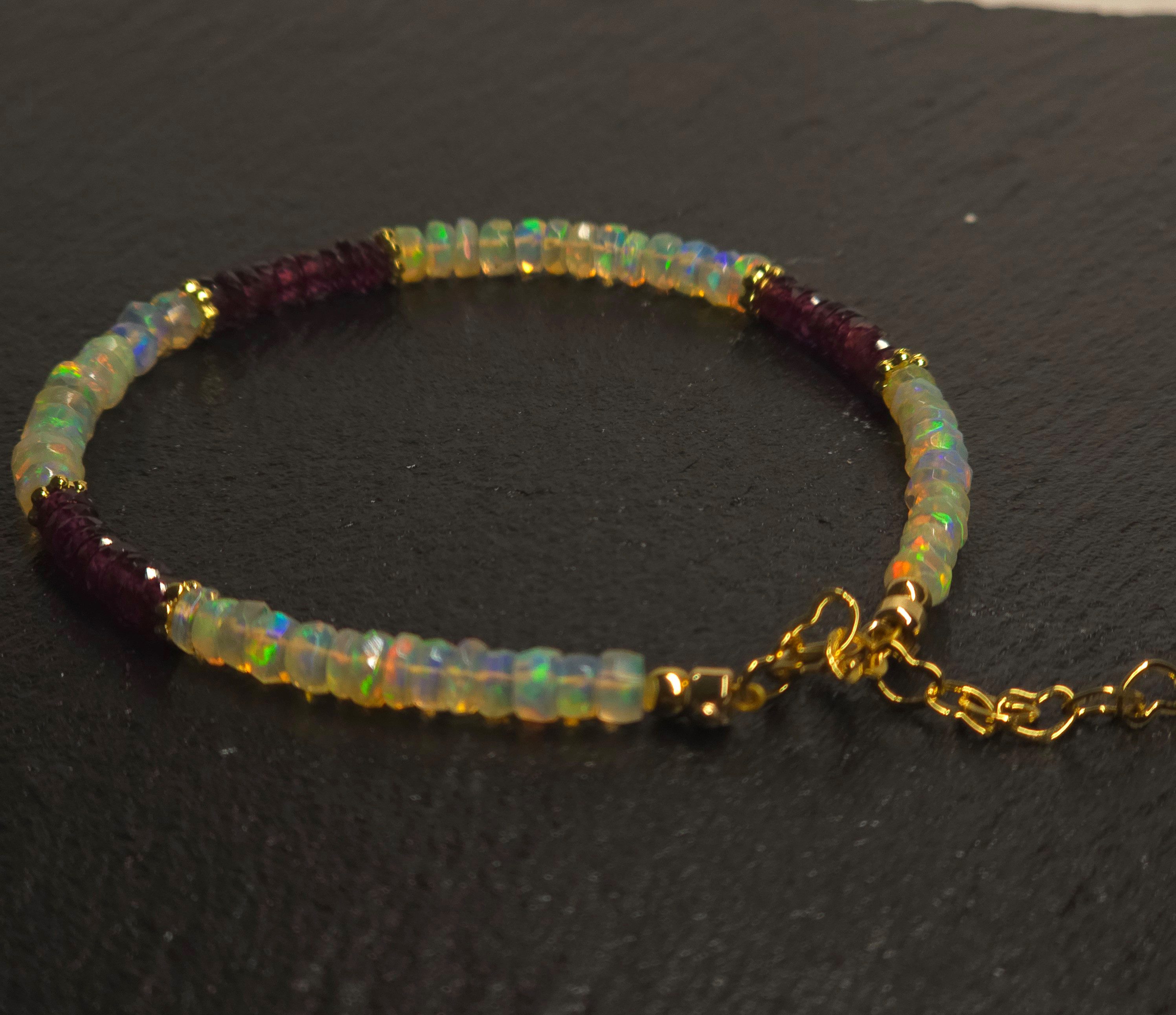 GOLDEN Armband Äthiopischer Opal Rhodolith Armband Damen 14K Gold Filled