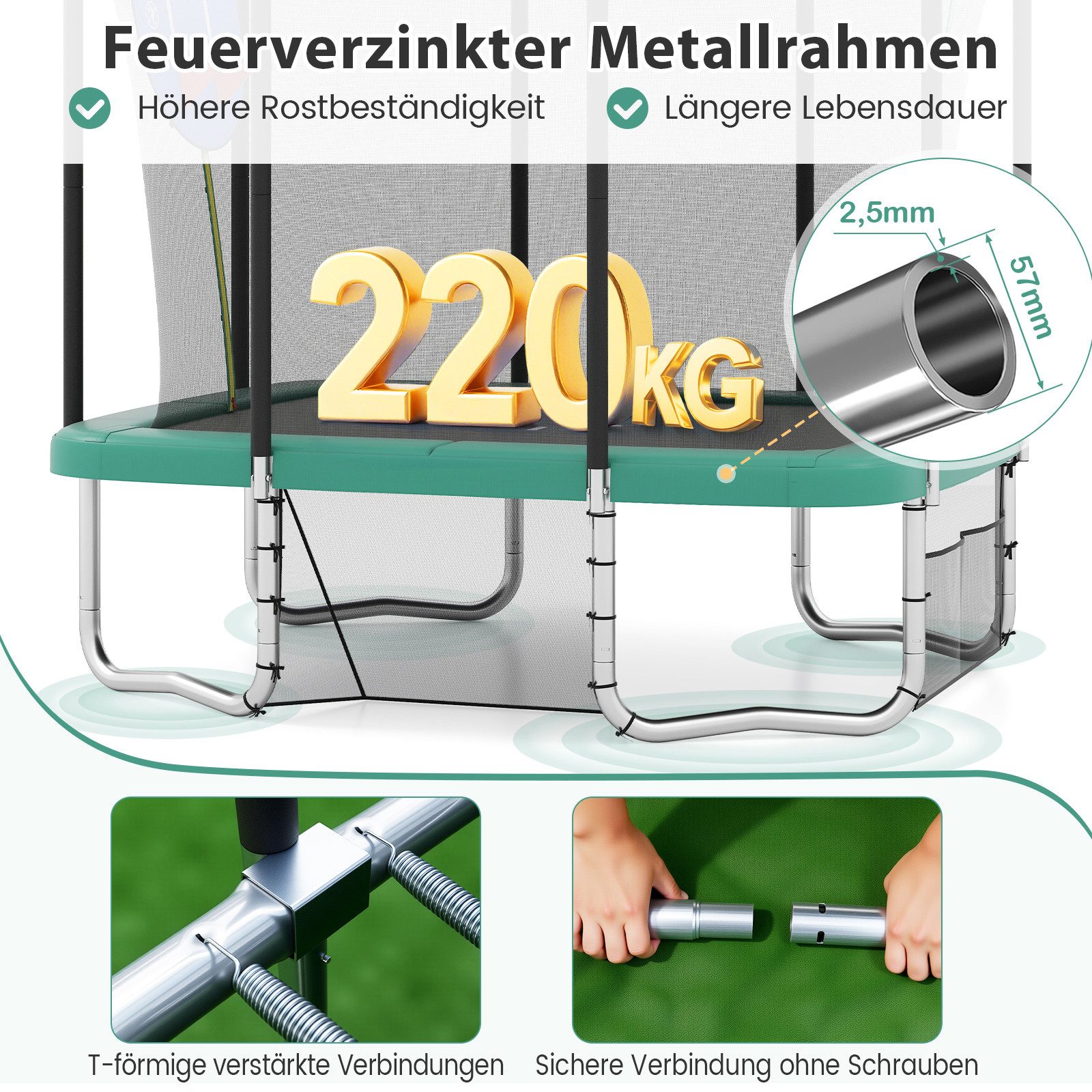 COSTWAY Gartentrampolin, (1 tlg), Trampolin, Kindertrampolin, mit Leiter, Basketballkorb