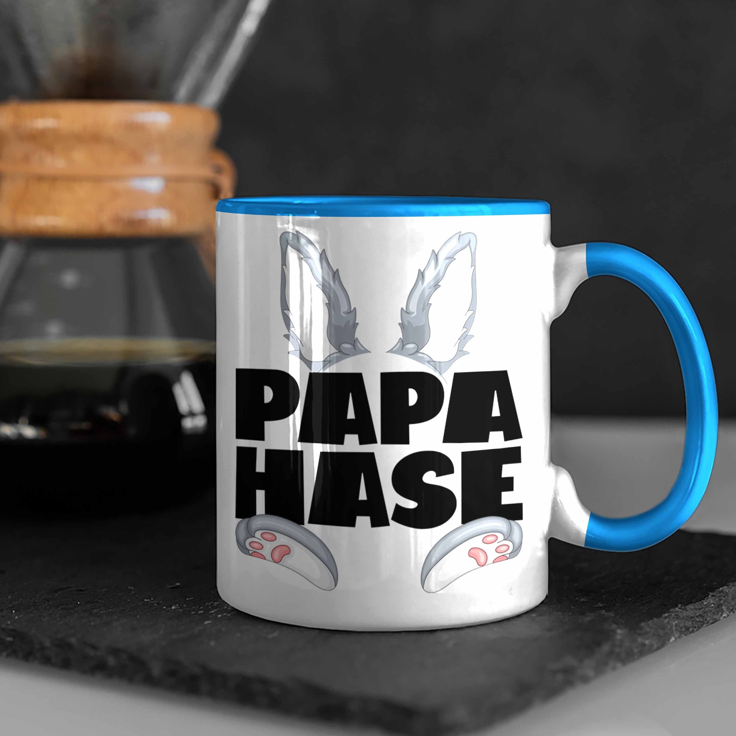 Trendation Tasse Papa Hase Tasse Hasen-Vater Geschenkidee Kaffee-Becher Blau Be Geschenk für