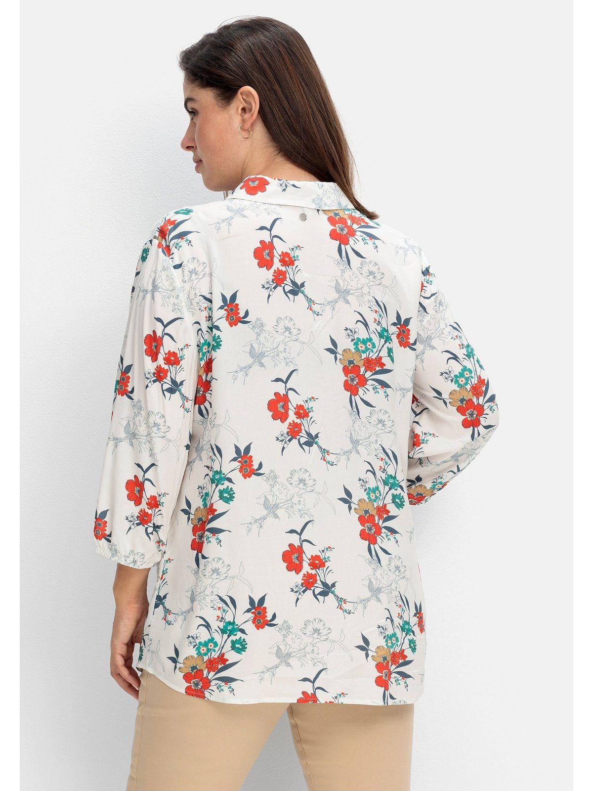 Große Größen mit Print und Sheego Druckbluse floralem 3/4-Ärmeln