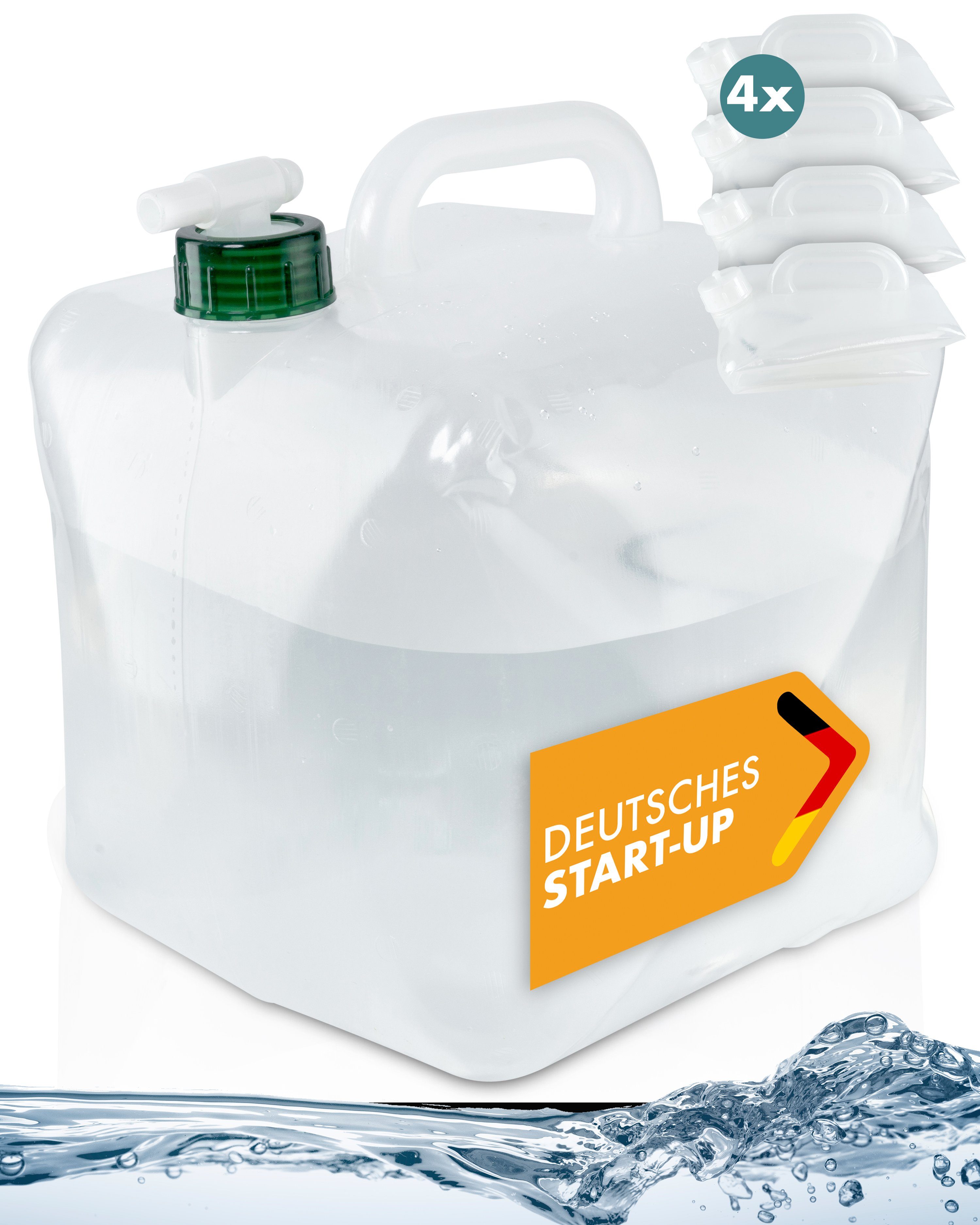 Kanister 4er-Set 10l Wasserkanister Faltbar Outdoor [Co2-Neutral]