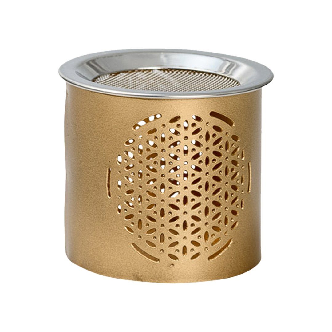 Räucherschale Räucherstövchen Eisen Blüme Des Lebens Gold H 6cm