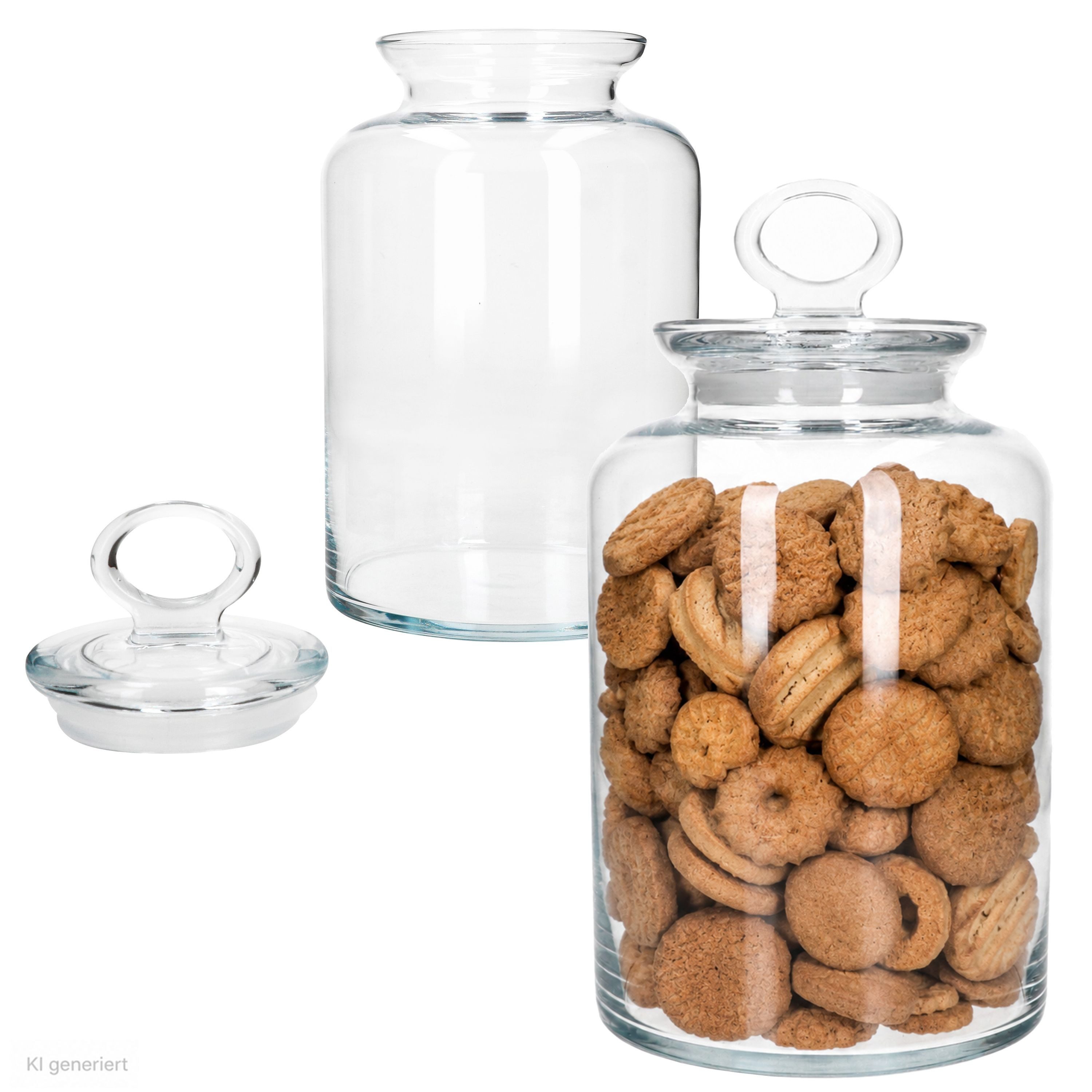 MamboCat Vorratsglas 2er Set Vorratsglas KIT 2,64L Glasdose mit Deckel Bonbonglas Keksglas, Glas