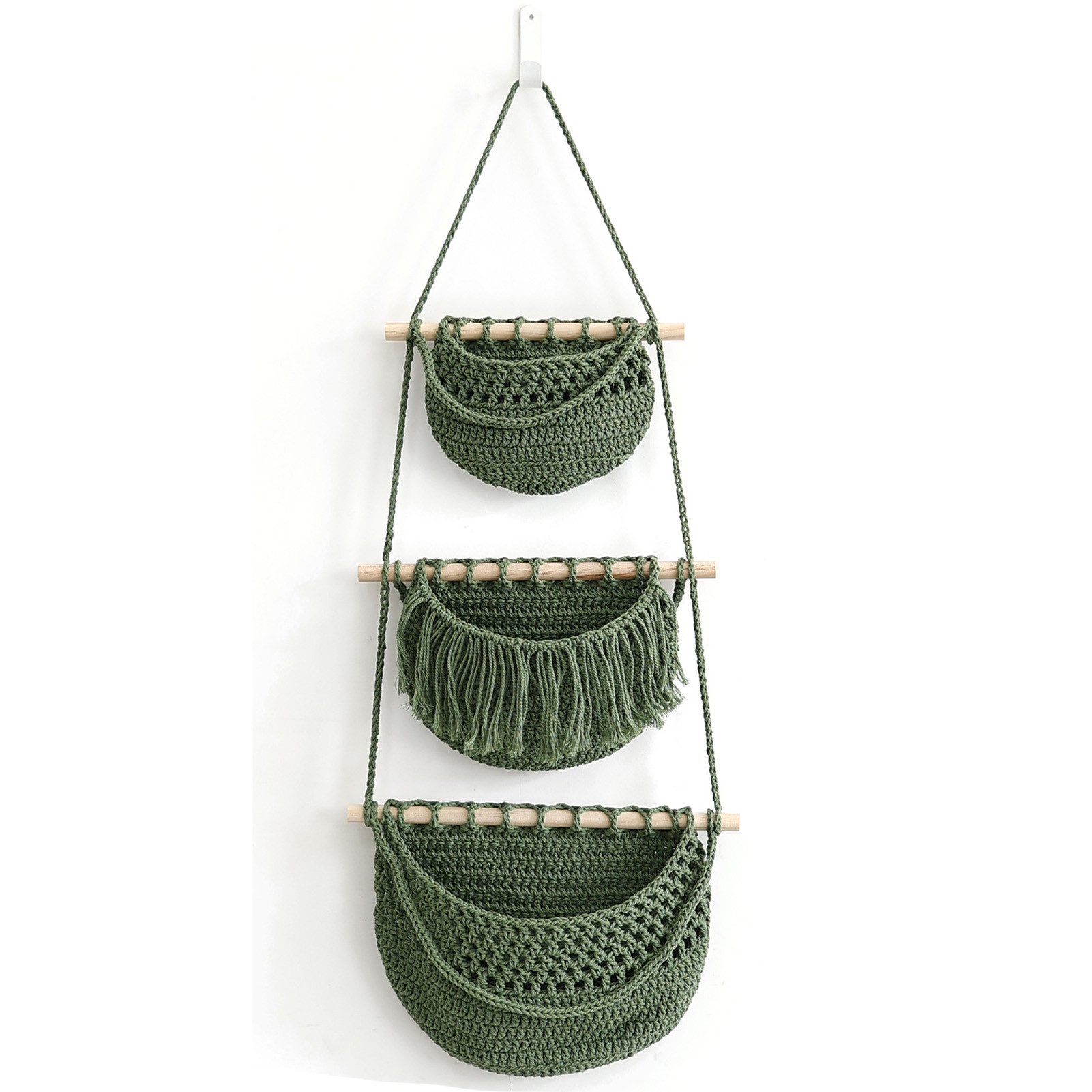 Jumpeak Hängeaufbewahrung Obstkorb Hängend 3 Etagen,Hängekörbe,Wandhängetas günstig online kaufen