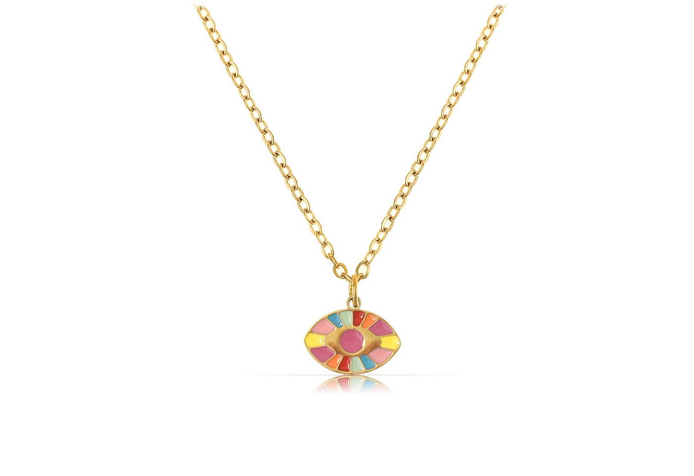 Made by Nami Kette mit Anhänger vergoldet mit Evil Eye Anhänger aus Chirurgischem Edelstahl 40 + 5 cm, Halskette Damen Gold mit Nazar Anhänger Wasserfester Schmuck Gold