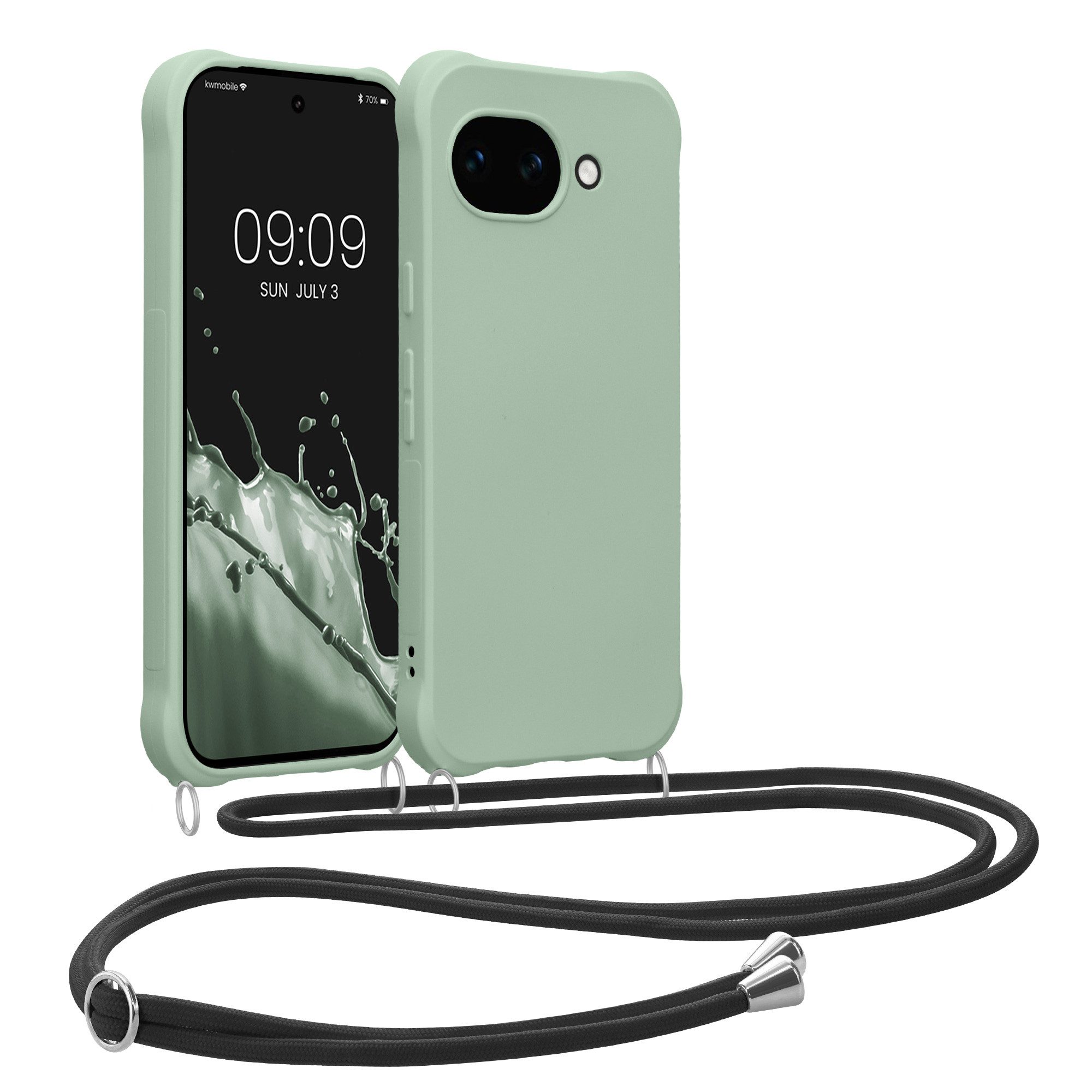 kwmobile Smartphone-Hülle Hülle für Google Pixel 10a, mit Metall Kette zum Umhängen - Silikon Handy Cover Case Schutzhülle