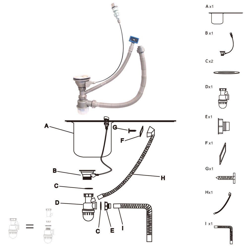 Melko Edelstahlspüle Küchenspüle Einbauspüle Spülbecken inkl. Zubehör aus Edelstahl, Rechteckig, 76/42 cm, (Set), Anti-Kondensbeschichtung – Bild 4 von 5