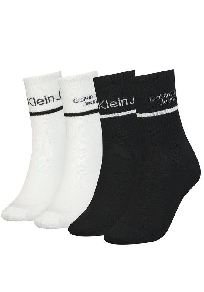 Calvin Klein Jeans Sportsocken (Packung, 4-Paar) CKJ WOMEN SOCK 4P LOGO  STRIPE GIFTBOX