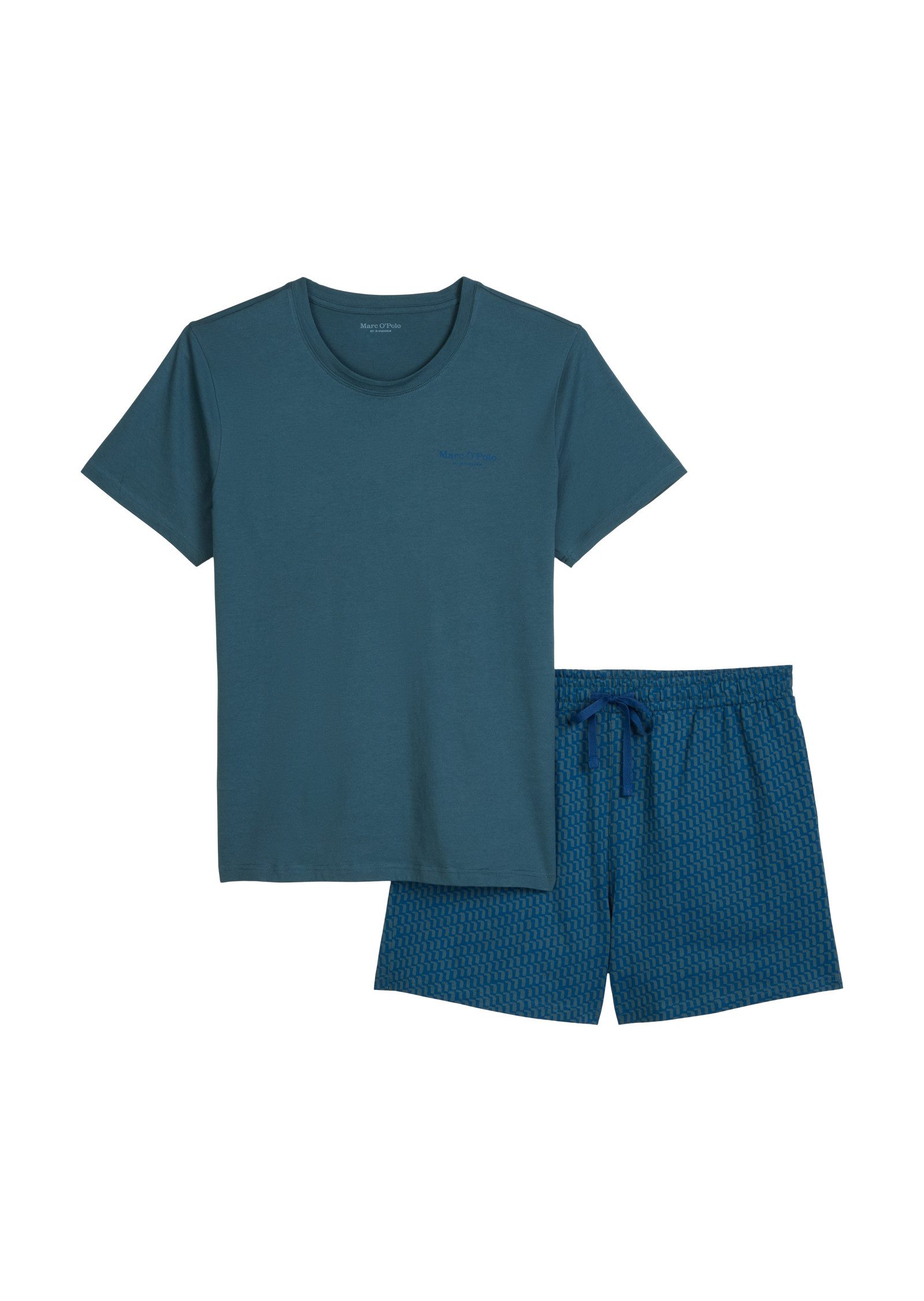 Marc O'Polo Shorty (2 tlg) mit kurzem Arm, Rundhalsausschnitt und gemustert günstig online kaufen