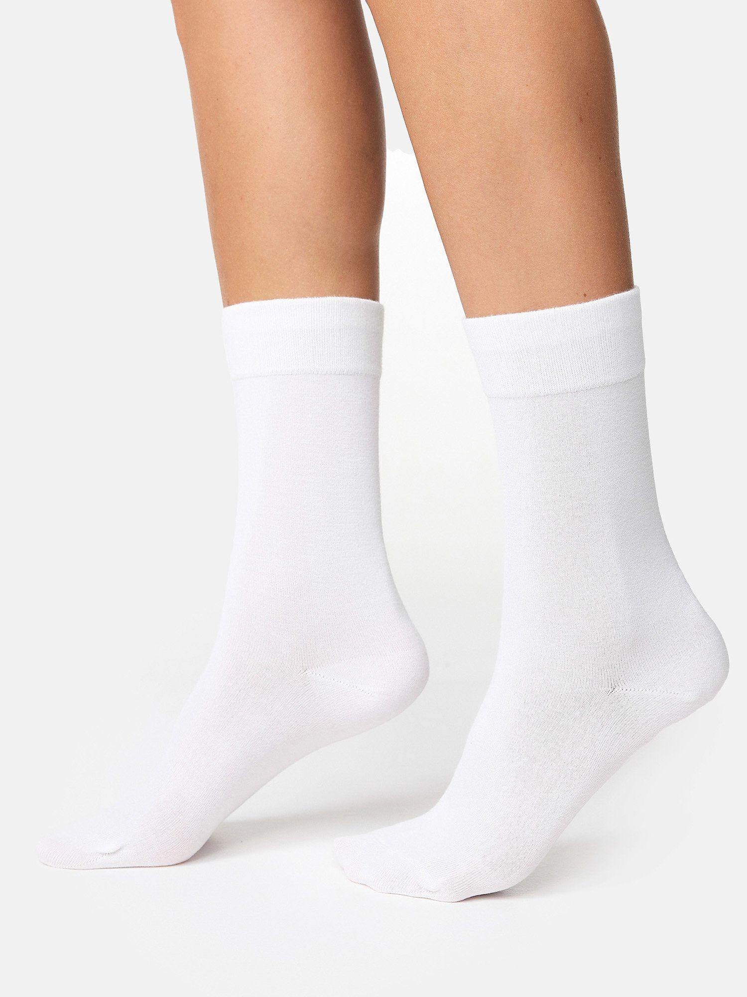 (8-Paar) Die uni Basicsocken günstig weiß Komfort Socken Bund Nur