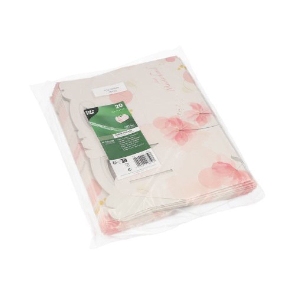 PAPSTAR Karton 20 Gebäck-Kartons, Pappe eckig 16cm x 10cm x9 cm rosé mit Tragegriff