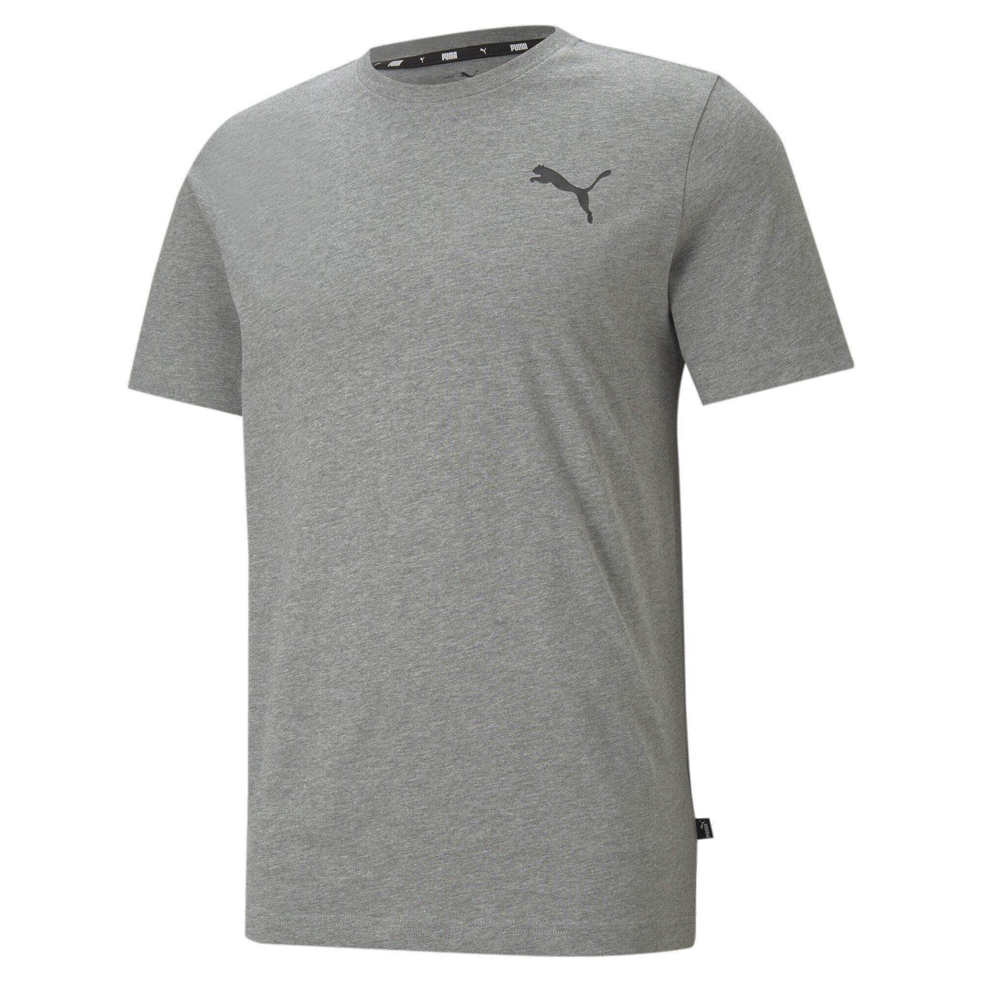 PUMA T-Shirt Essentials T-Shirt mit dezentem Logoprint Herren Medium Gray Heather Cat