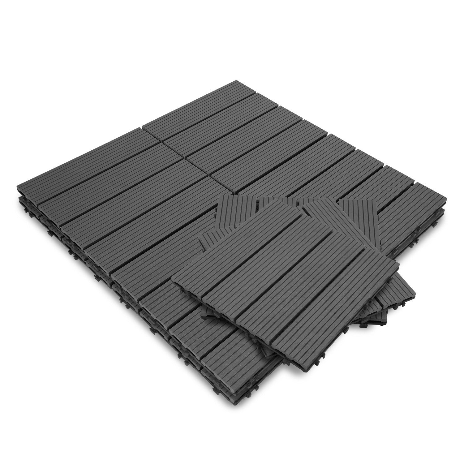 Clanmacy Holzfliesen WPC Terrassenfliesen Holzfliesen 30x30cm günstig online kaufen
