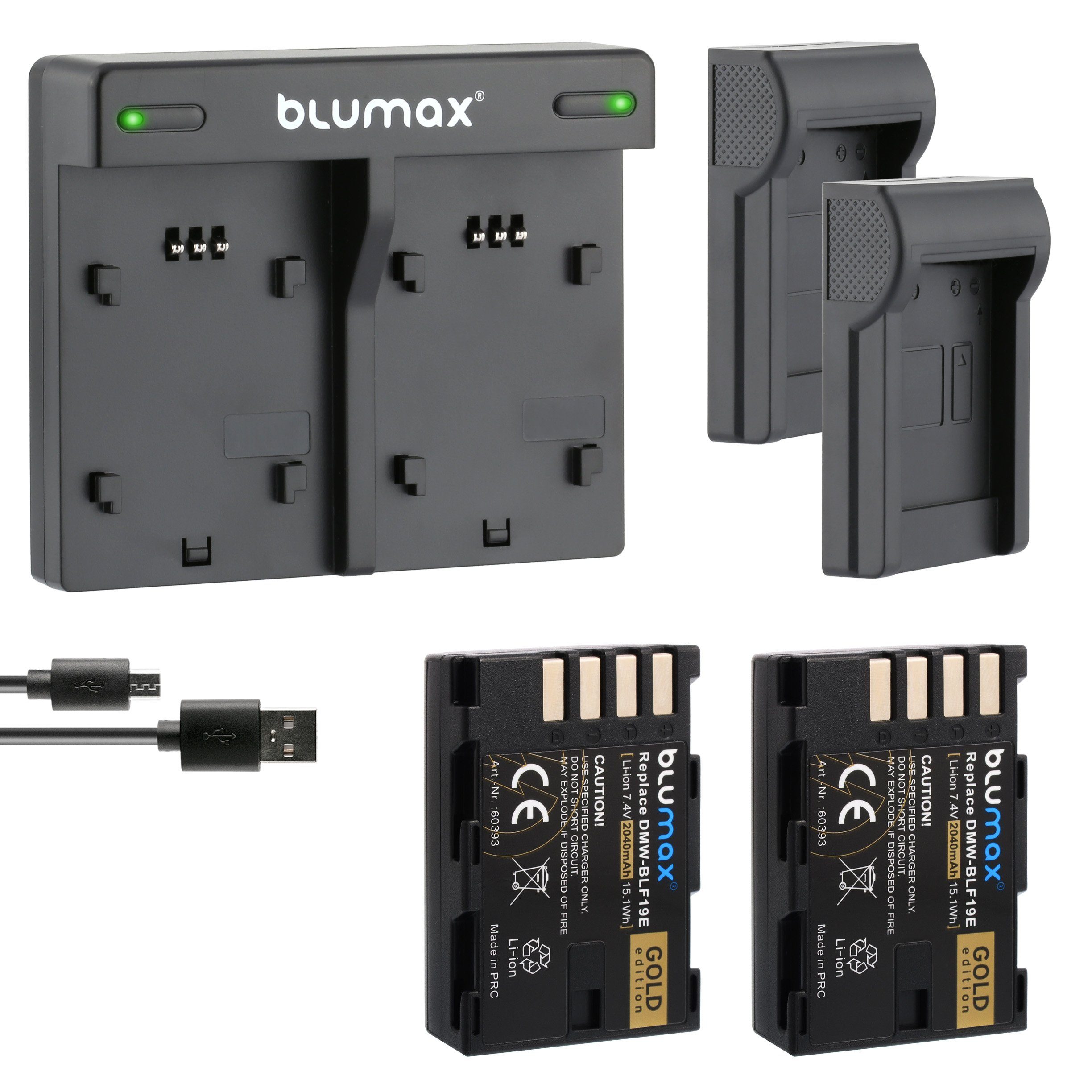Blumax Set mit Lader für Panasonic BLF19E DMC-GH3 2040mAh Kamera-Akku
