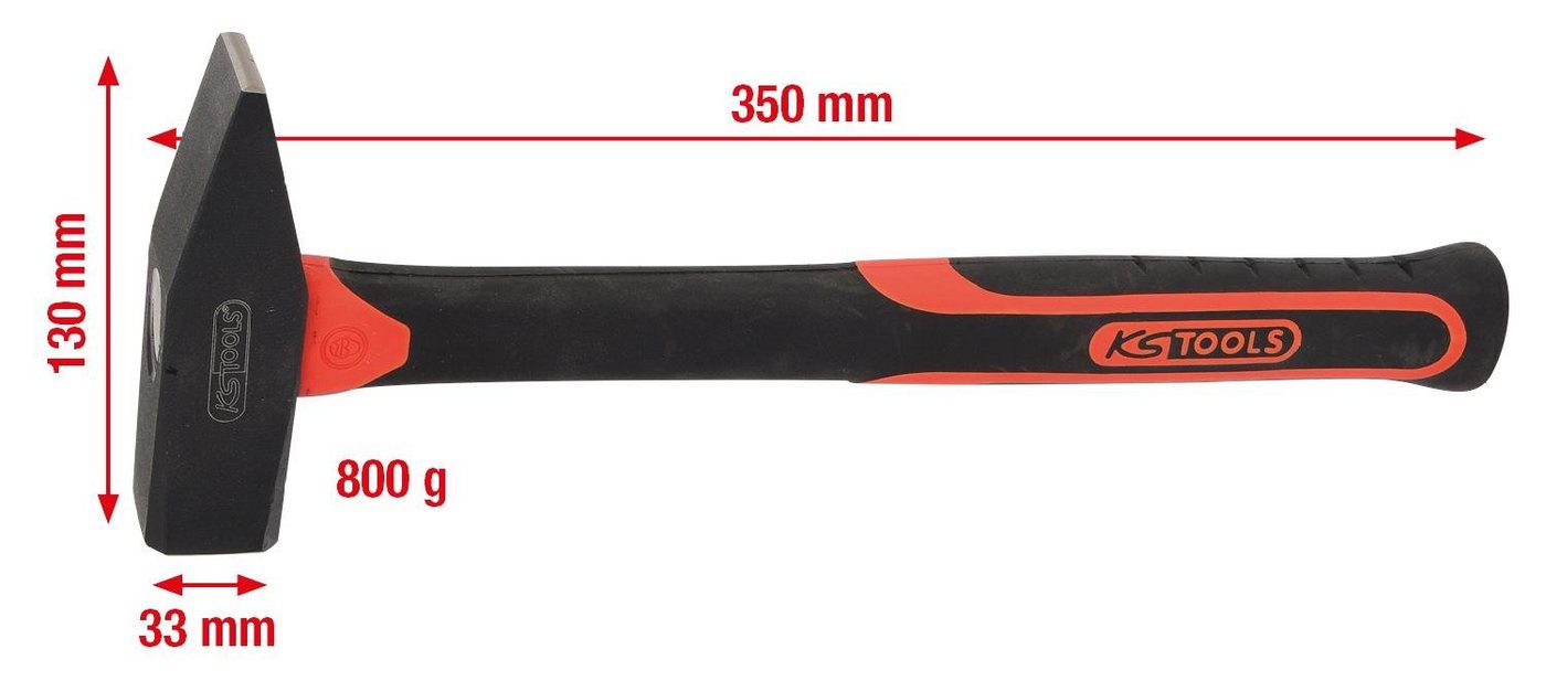 Thumbnail - KS Tools Hammer Schlosserhammer mit Fiberglasstiel, 800g