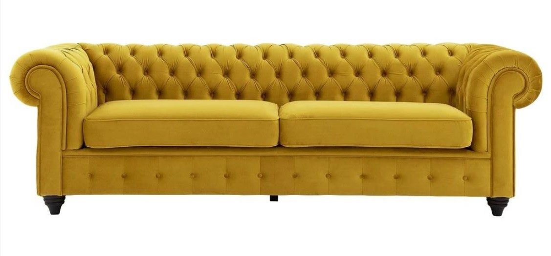 Xlmoebel Chesterfield-Sofa Gelbe Couch mit Knöpfen - Luxuriöses Polstersofa, 1 Teile, Made in Europa