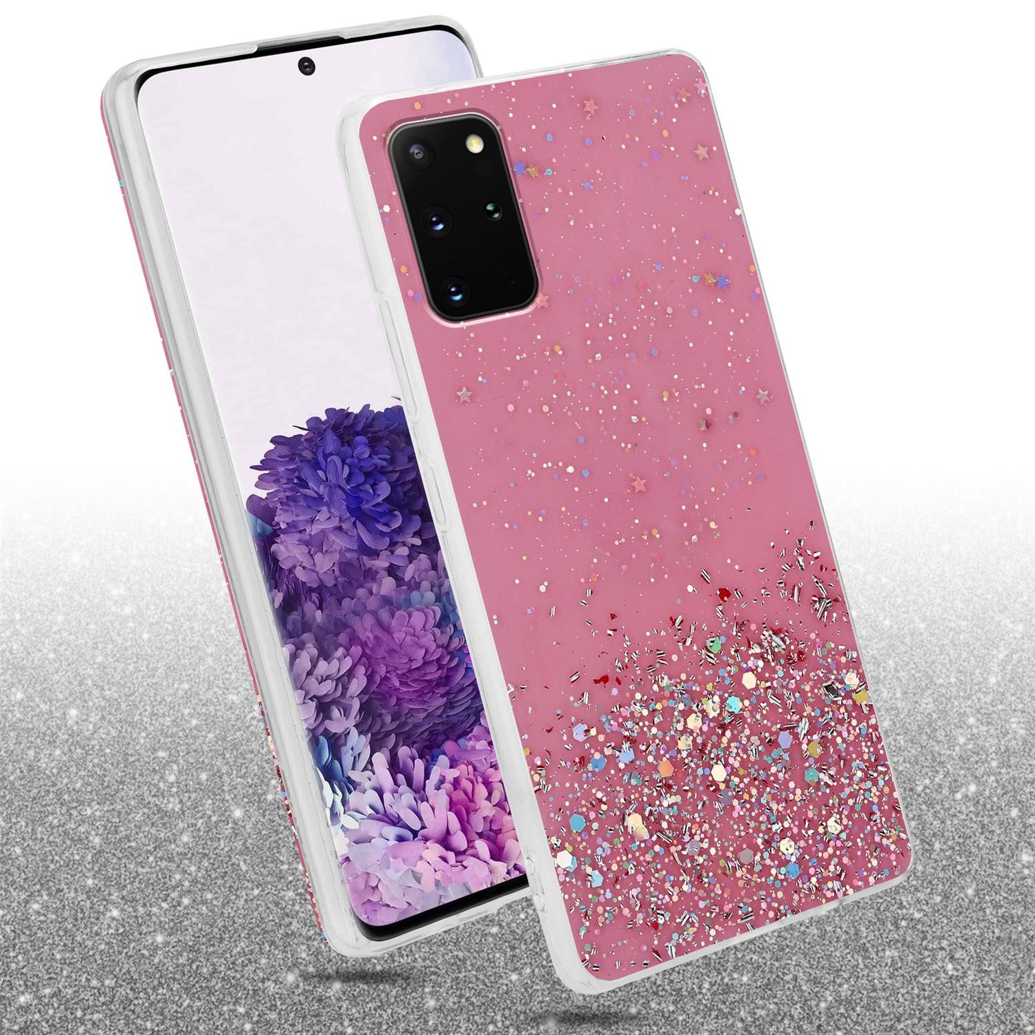 Cadorabo Handyhülle für Samsung Galaxy S20 PLUS Hülle Samsung Galaxy S20 PLUS, Flexible TPU Silikon Handy Schutzhülle - Hülle - mit Glitzer