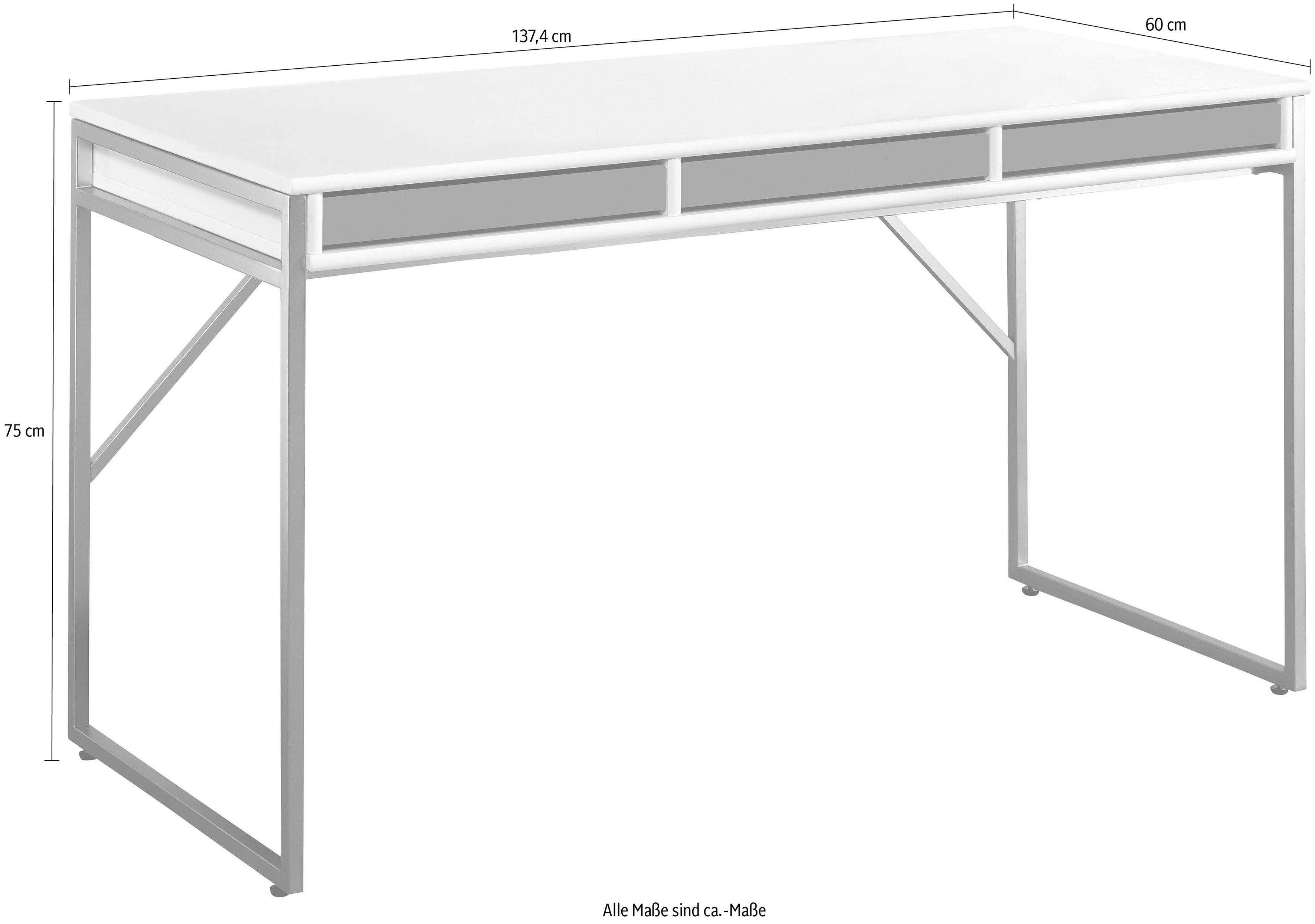 Designmöbel Furniture Bürotisch, Schreibtisch Hammel graphit Mistral Computertisch, Gestell, 137,4 B: Tisch, mit cm, Arbeitstisch,